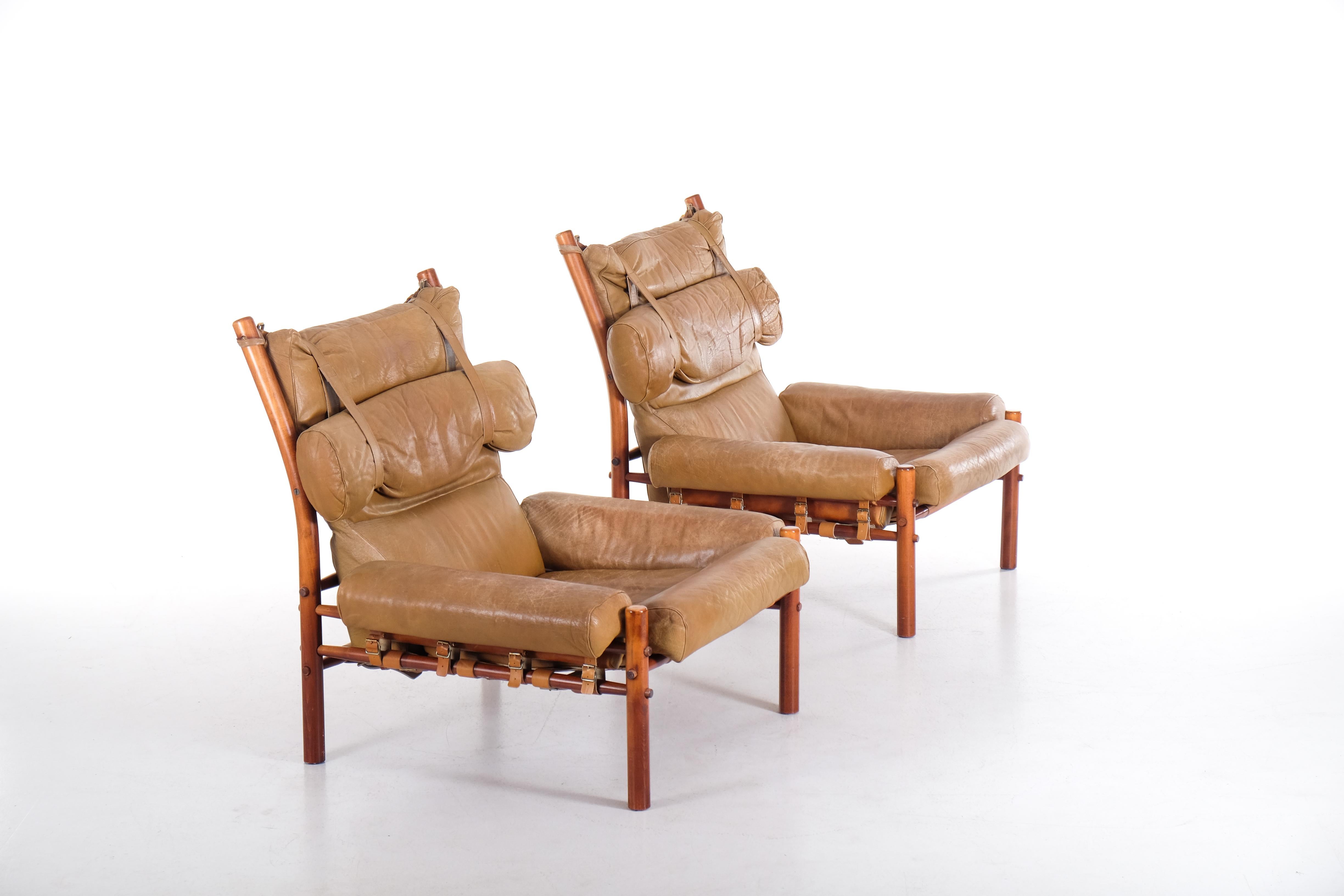 Paire de fauteuils Inca d'Arne Norell, 1970 Bon état - En vente à Stockholm, SE