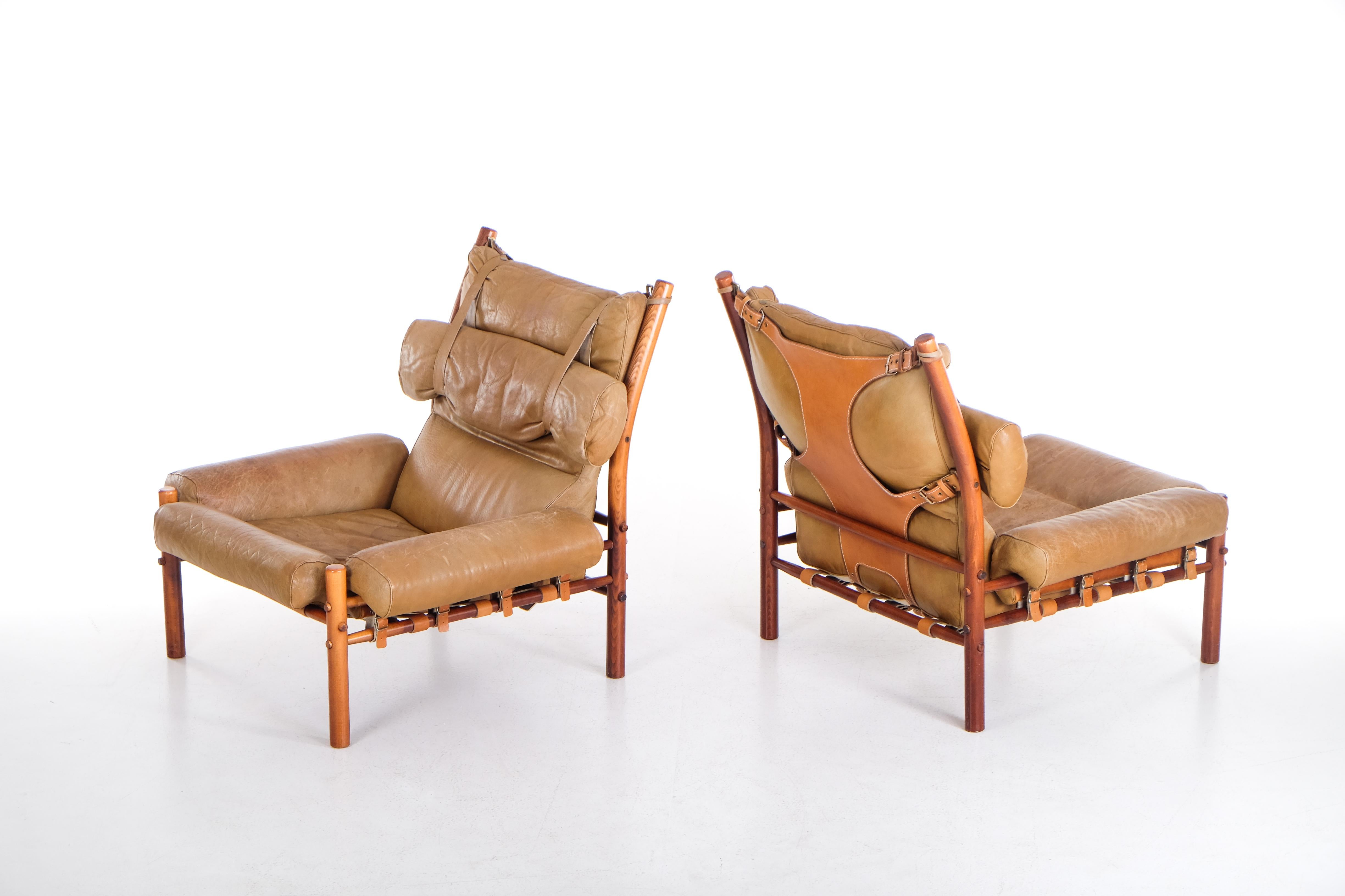 Laiton Paire de fauteuils Inca d'Arne Norell, 1970 en vente