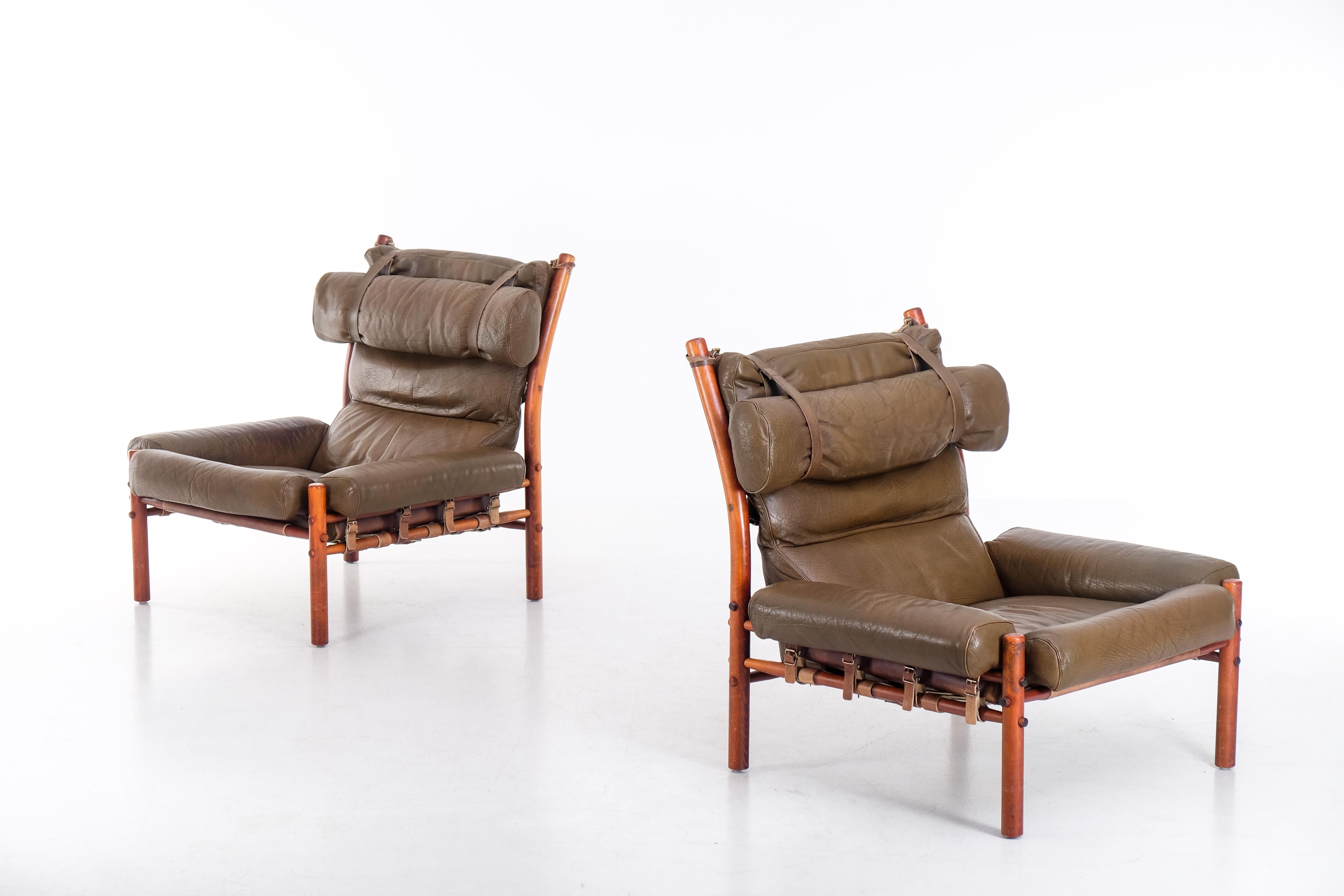 Ein Paar Arne Norell „Inca“ Easy Chairs, 1970er-Jahre (Messing) im Angebot