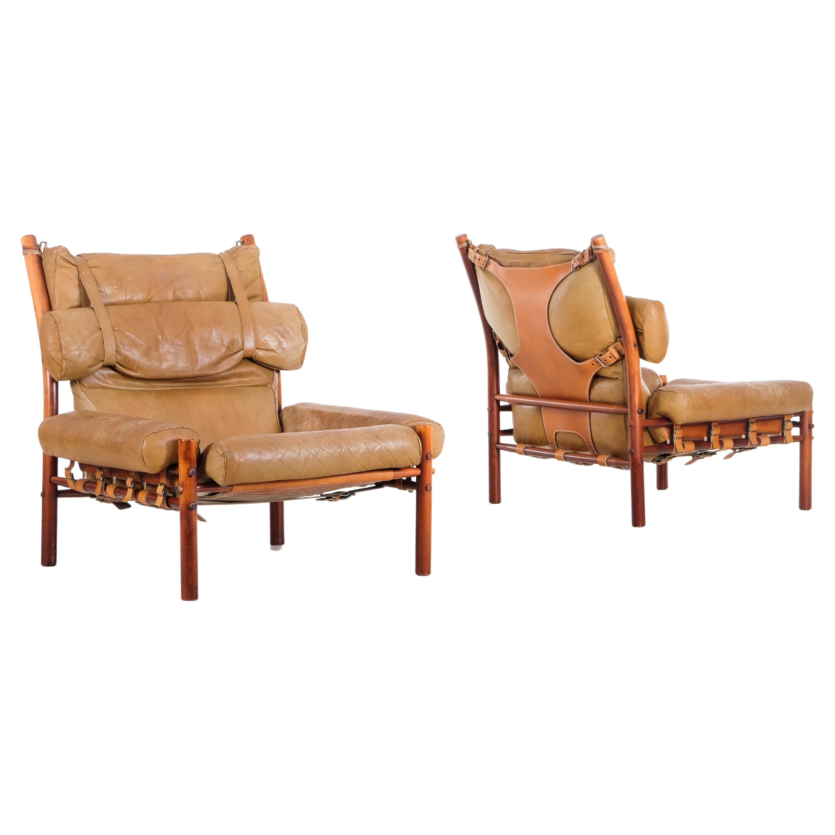 Pair of Arne Norell "Inca" Easy Chairs, 1970s