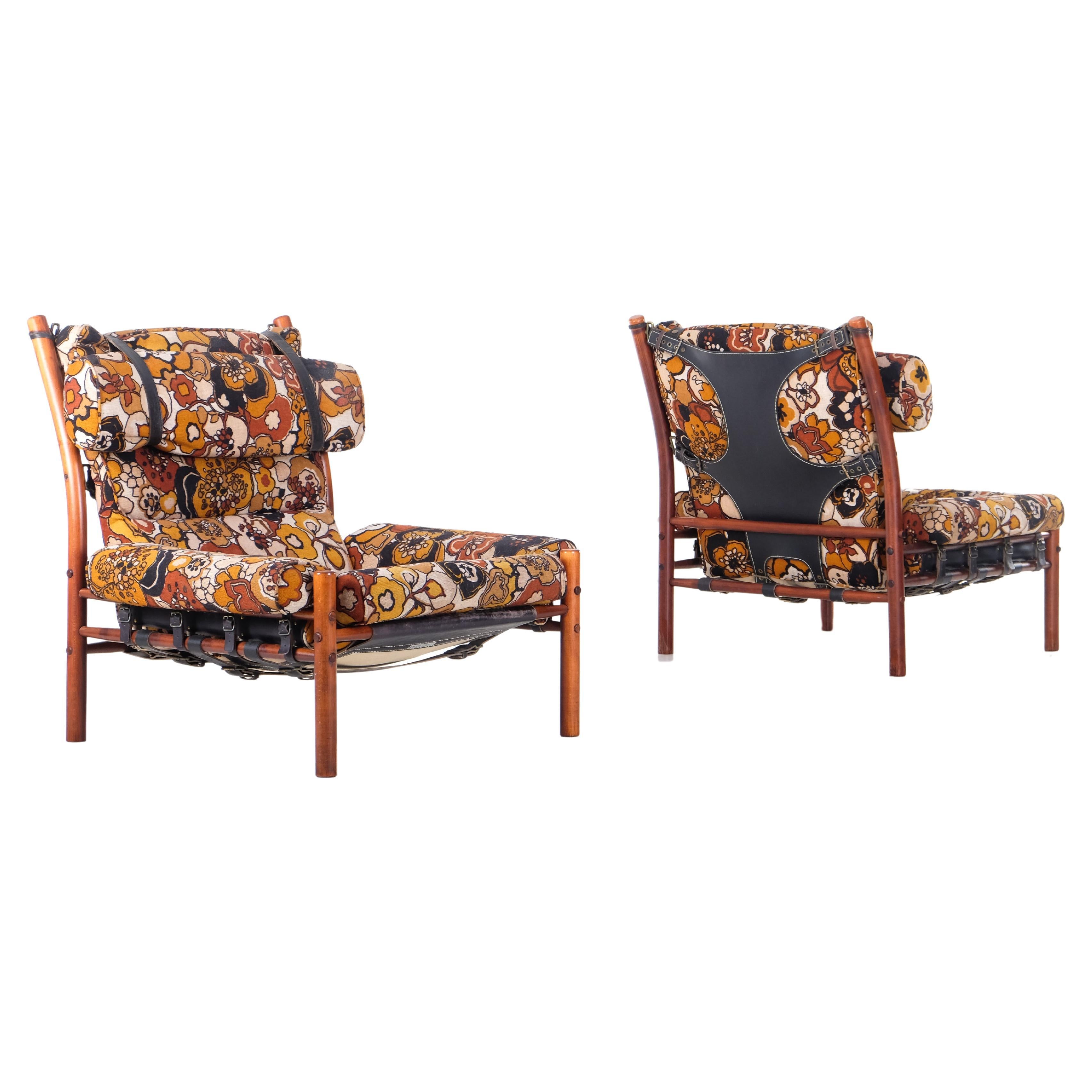 Pair of Arne Norell "Inca" Easy Chairs, 1970s For Sale