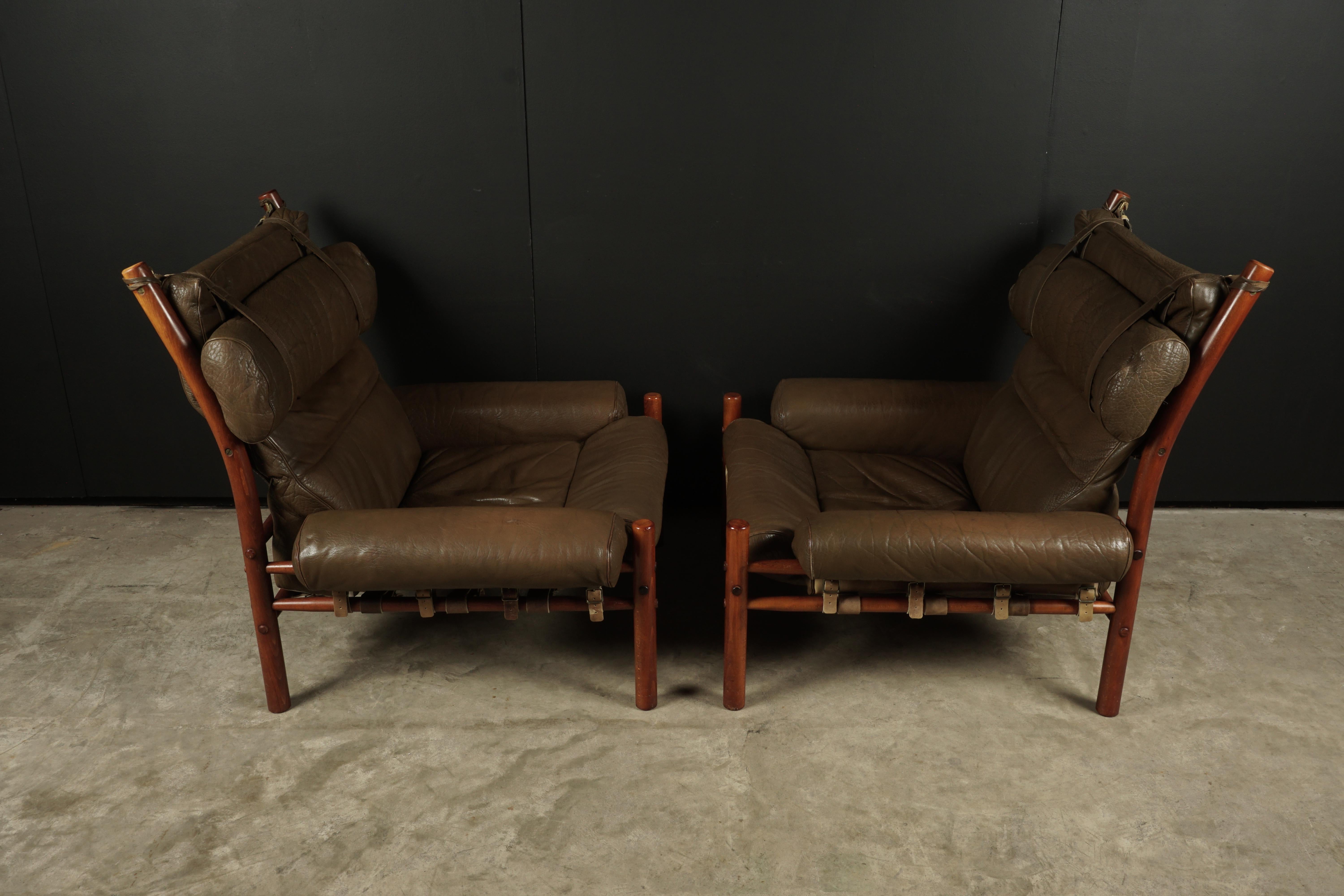 European Pair of Arne Norell Lounge Chairs, Model Inca, circa 1960