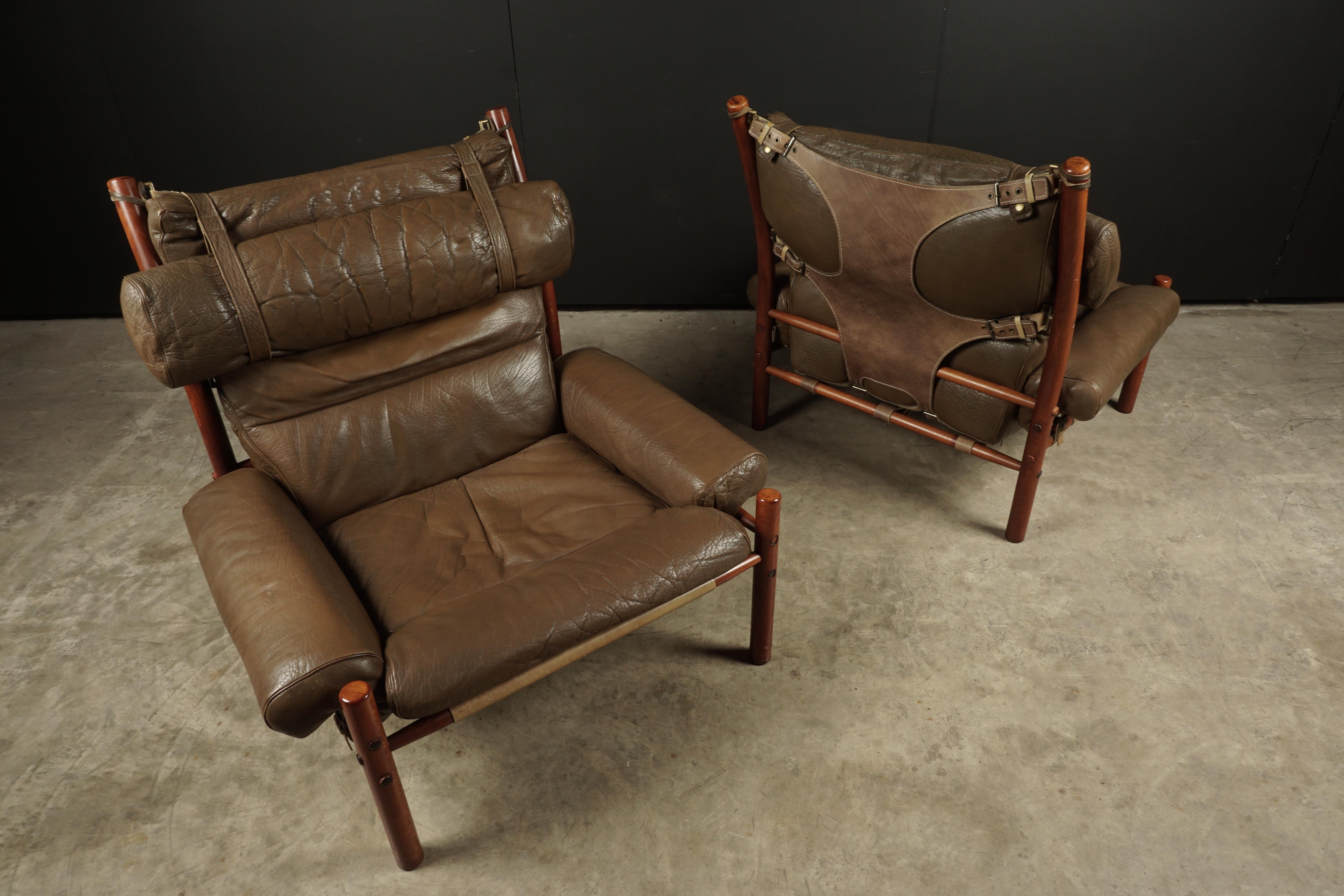 Mid-20th Century Pair of Arne Norell Lounge Chairs, Model Inca, circa 1960