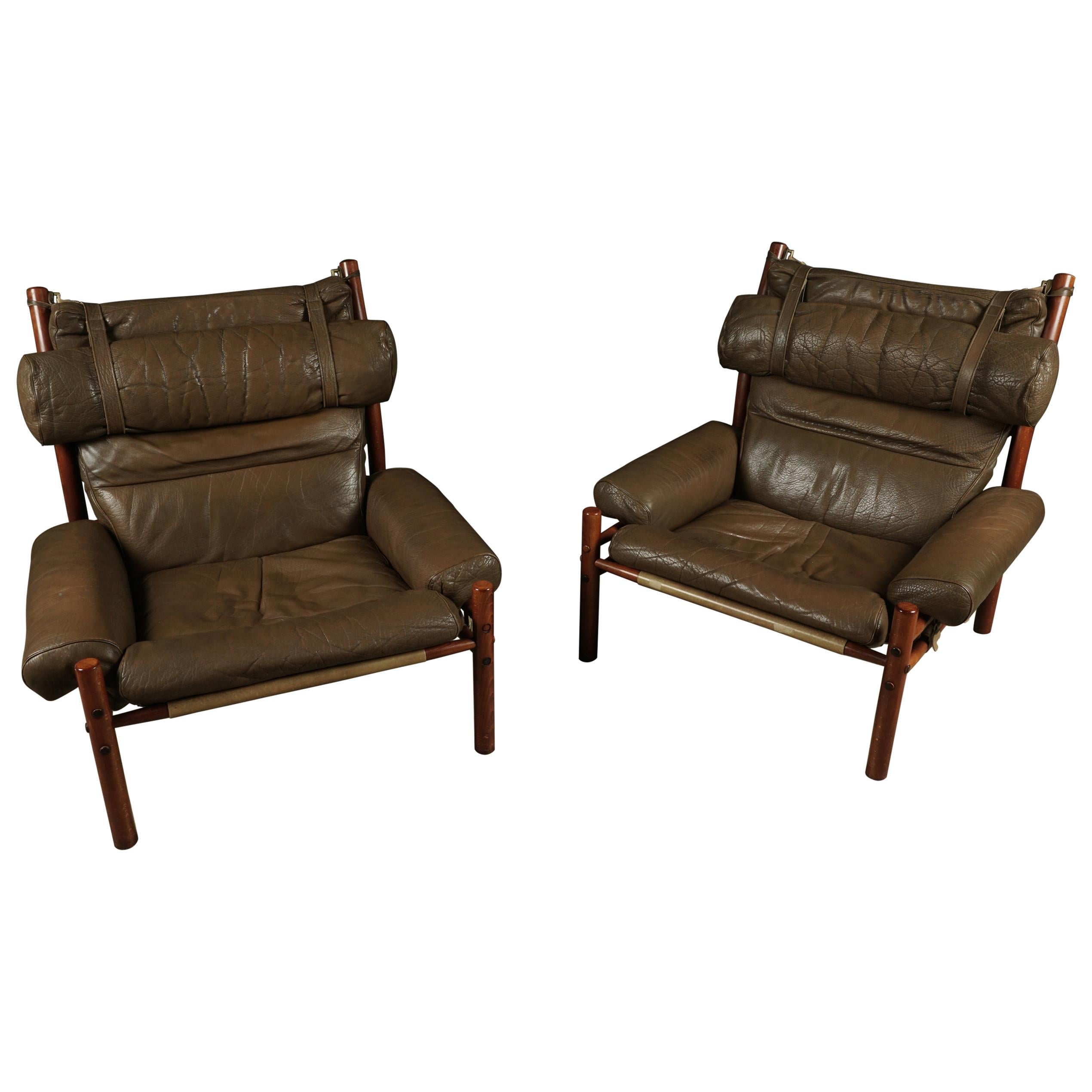 Pair of Arne Norell Lounge Chairs, Model Inca, circa 1960