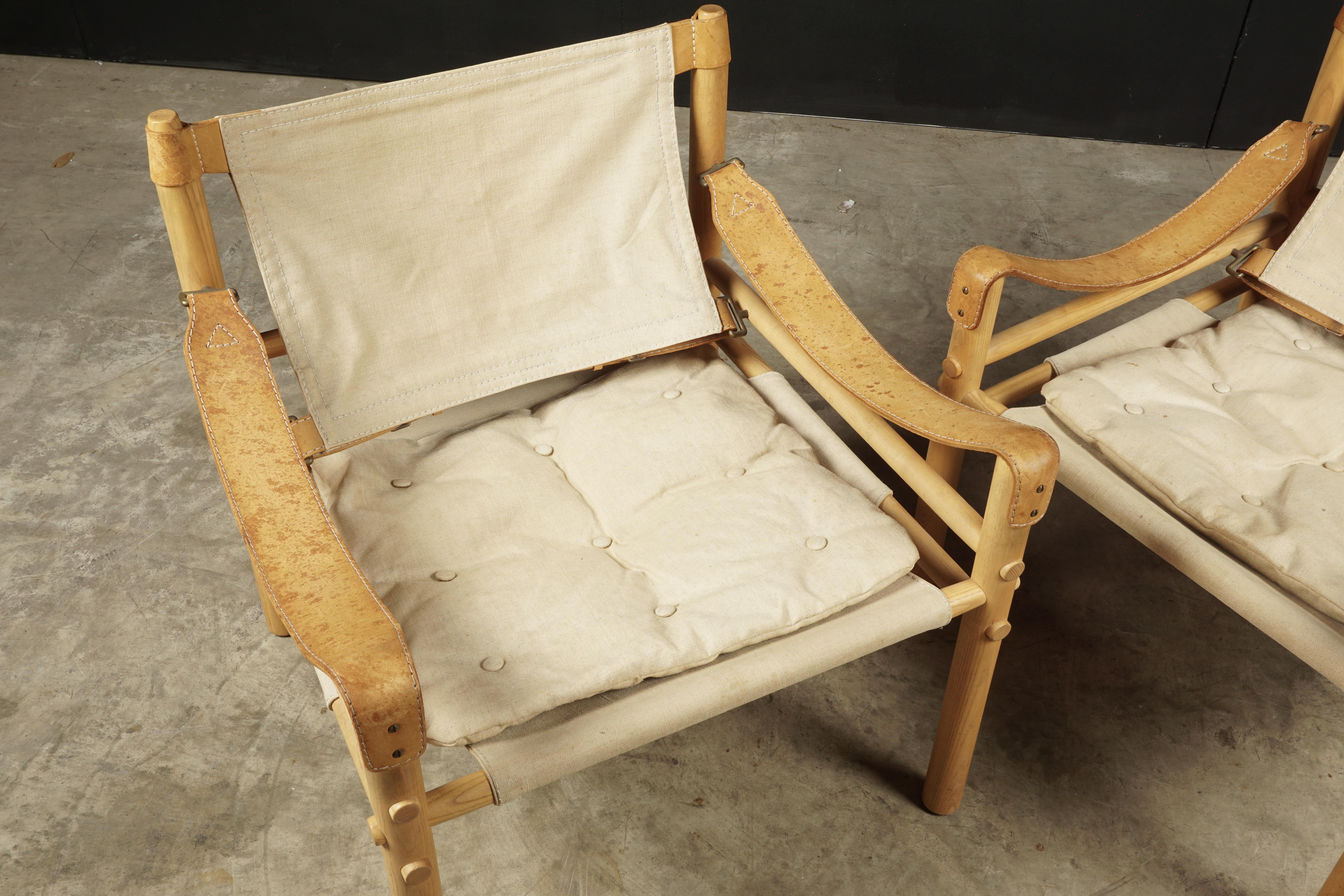 Canvas Pair of Arne Norell Lounge Chairs, Model Sirocco, Sweden, circa 1970