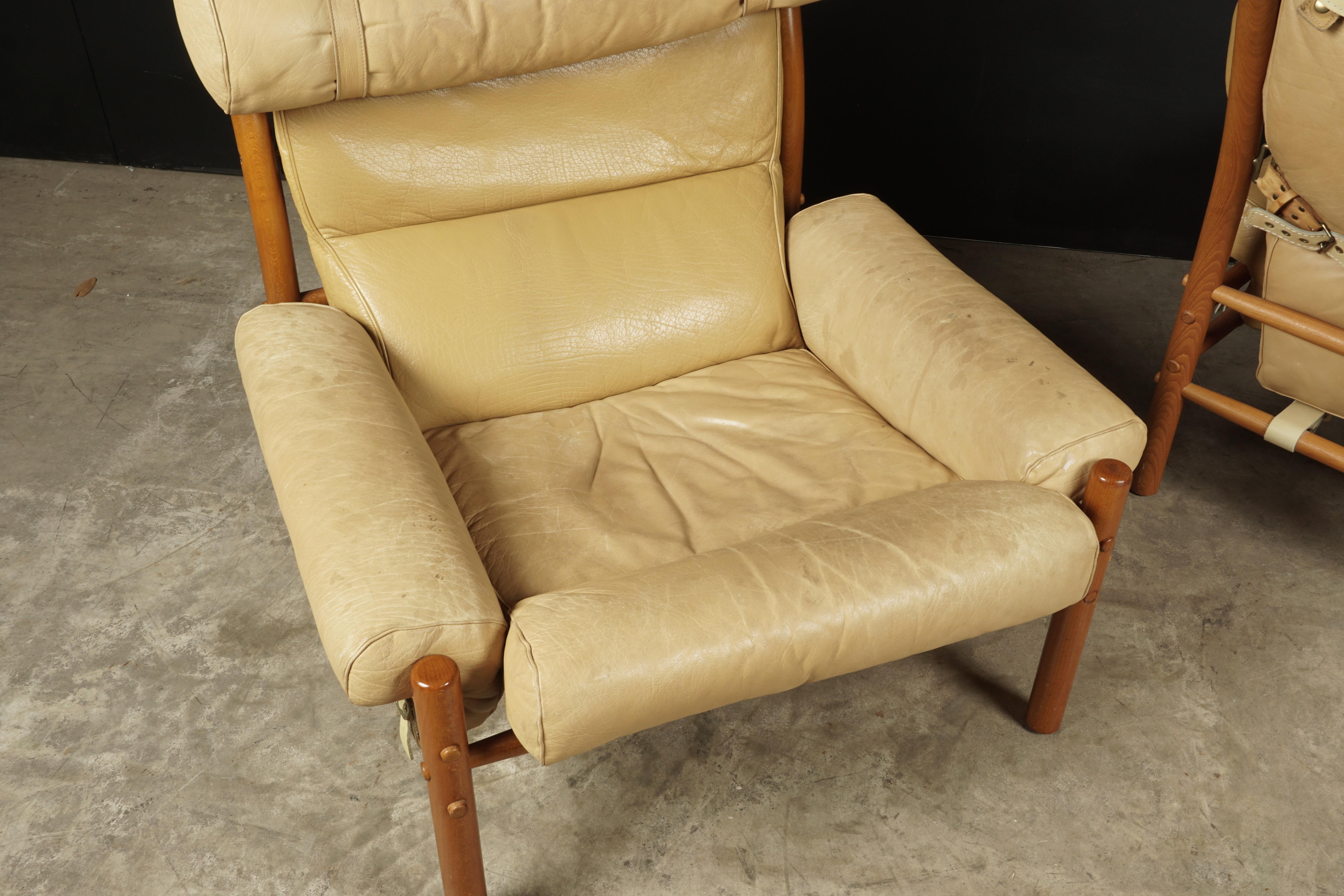 Pair of Arne Norell Lounge Chairs with Foot Stools, Model Inca, circa 1960 1