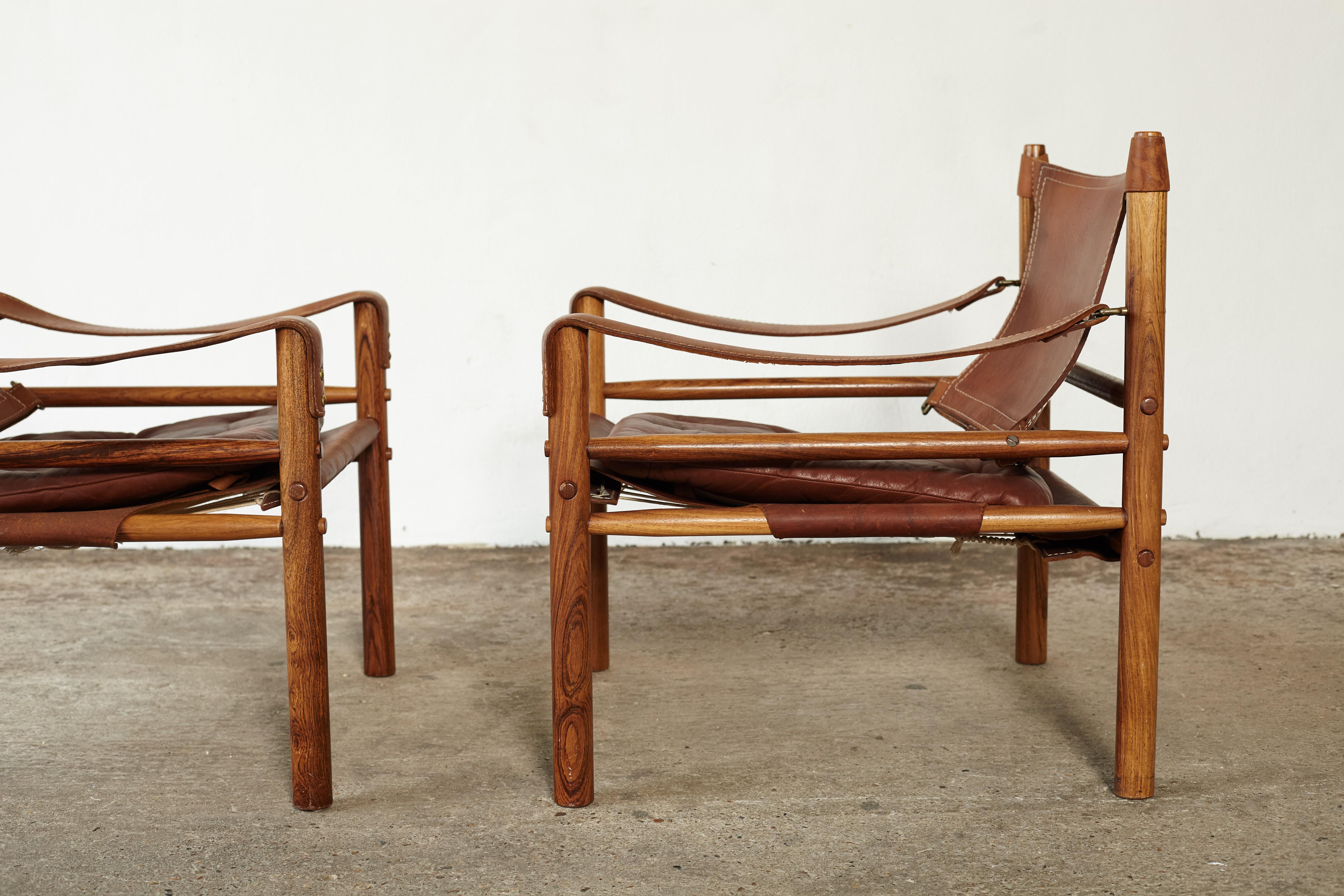 Pair of Arne Norell Rosewood Safari Chairs, Sweden, 1970s 3