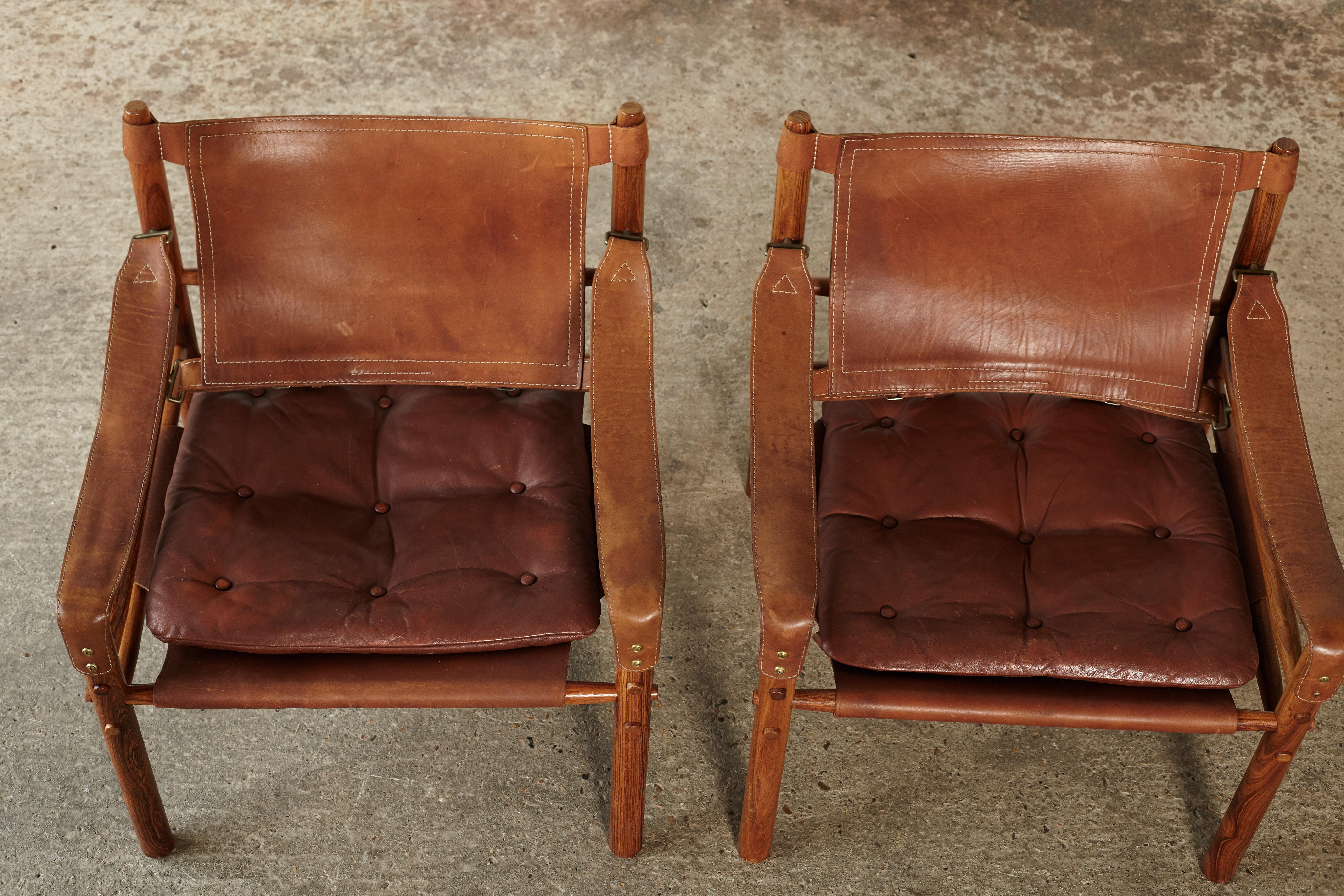 Pair of Arne Norell Rosewood Safari Chairs, Sweden, 1970s 4