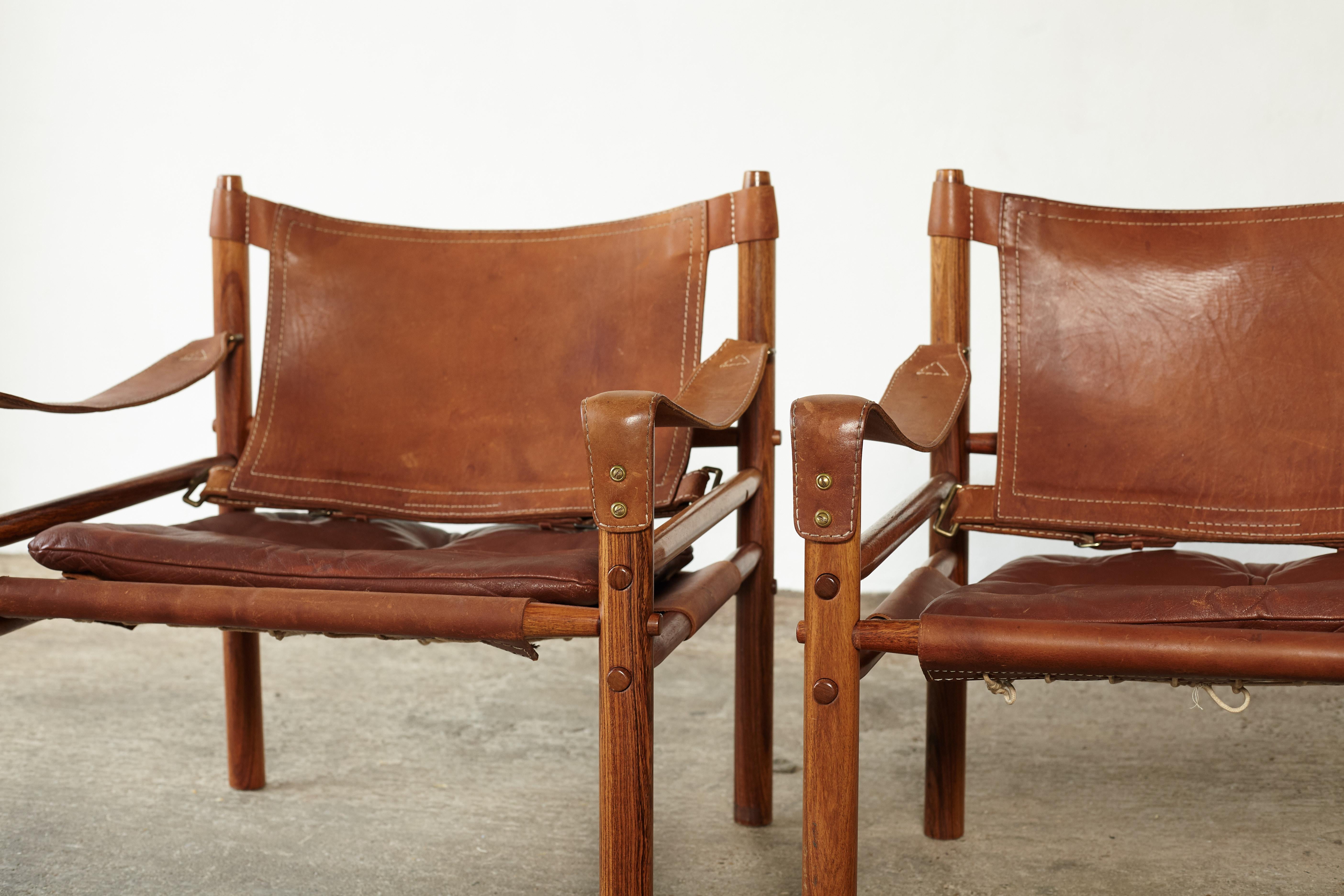 Pair of Arne Norell Rosewood Safari Chairs, Sweden, 1970s 5