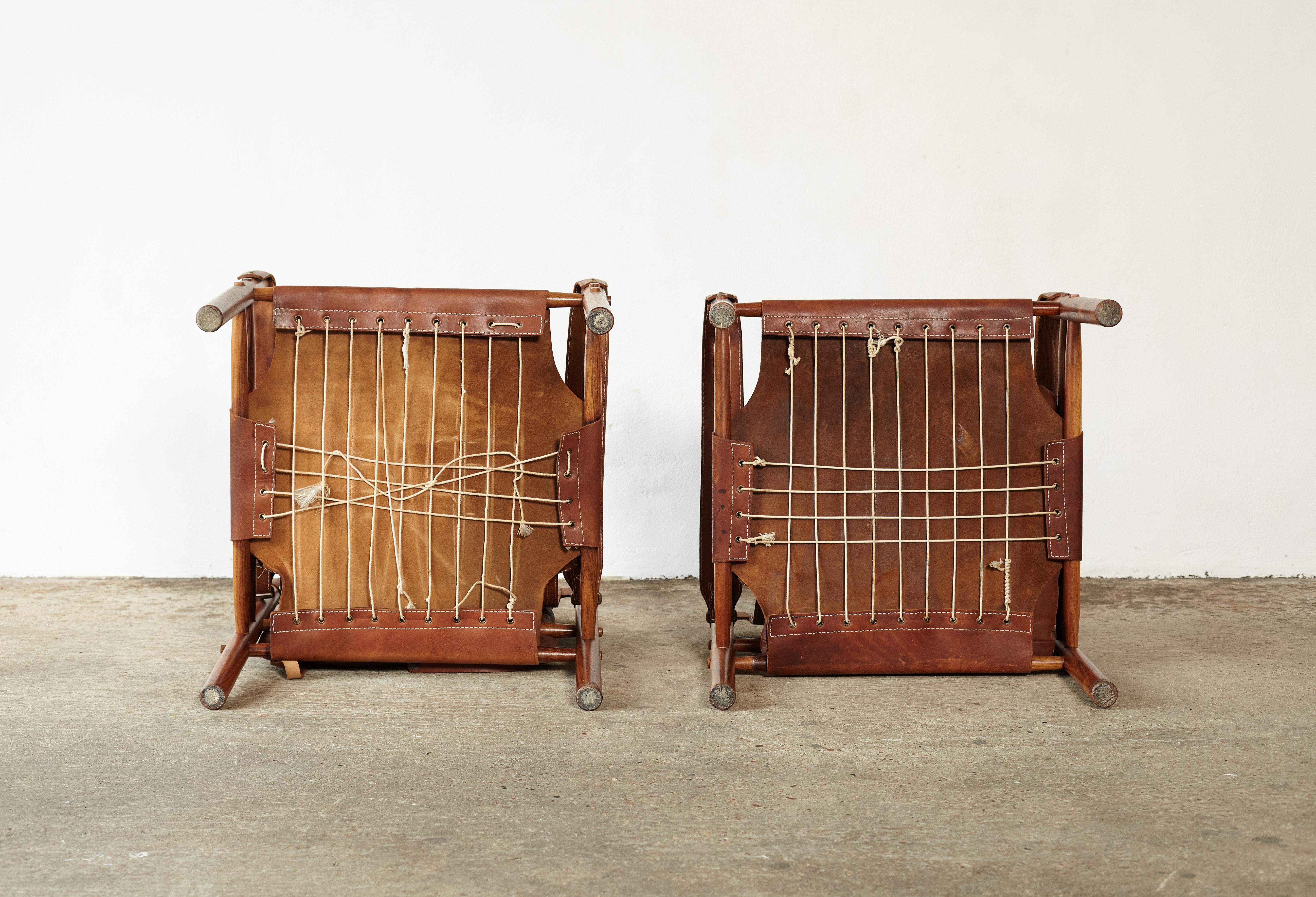 Pair of Arne Norell Rosewood Safari Chairs, Sweden, 1970s 6
