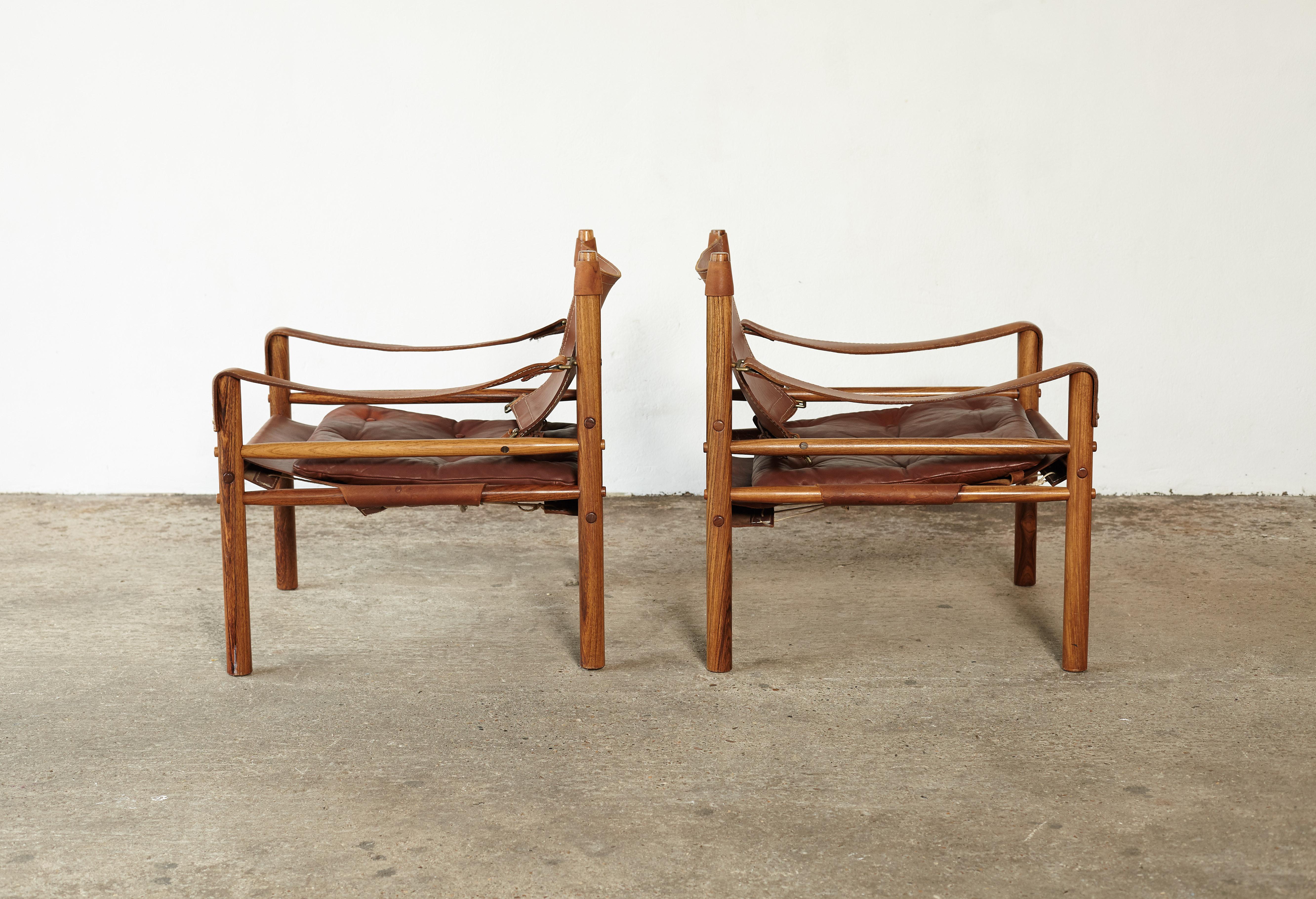 20th Century Pair of Arne Norell Rosewood Safari Chairs, Sweden, 1970s