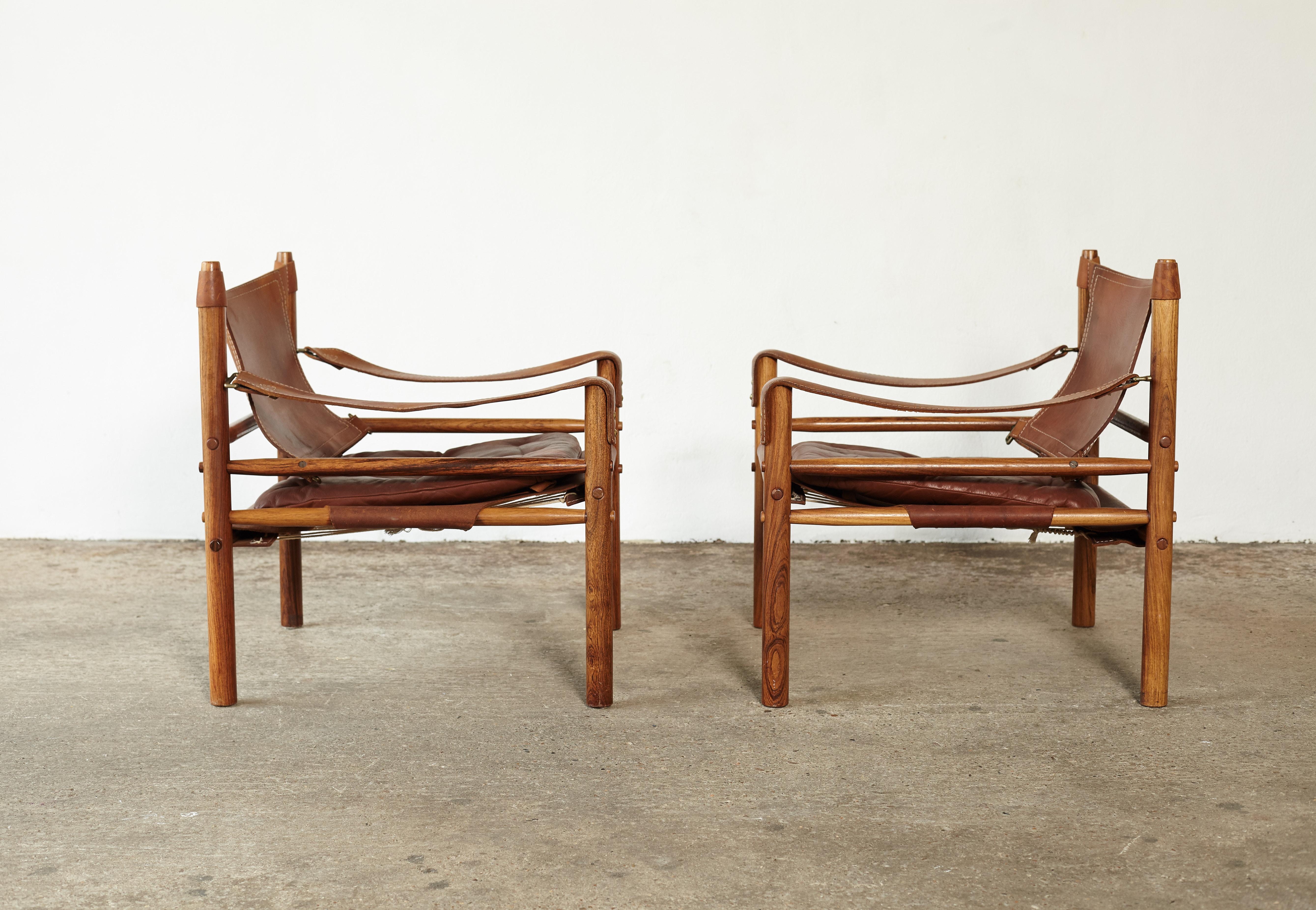 Pair of Arne Norell Rosewood Safari Chairs, Sweden, 1970s 1