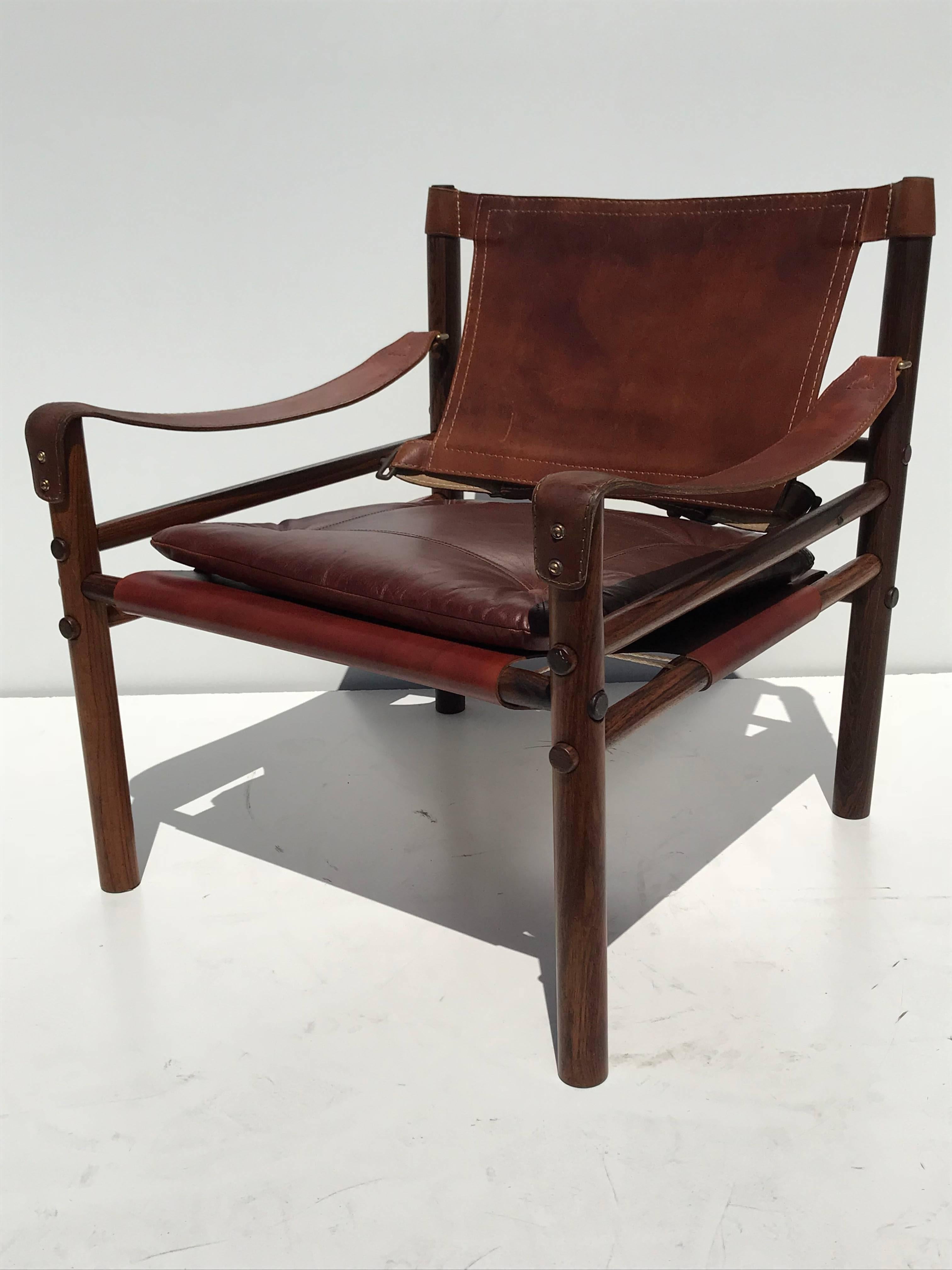 Mid-Century Modern Pair of Arne Norell Rosewood Sirocco Safari Chairs