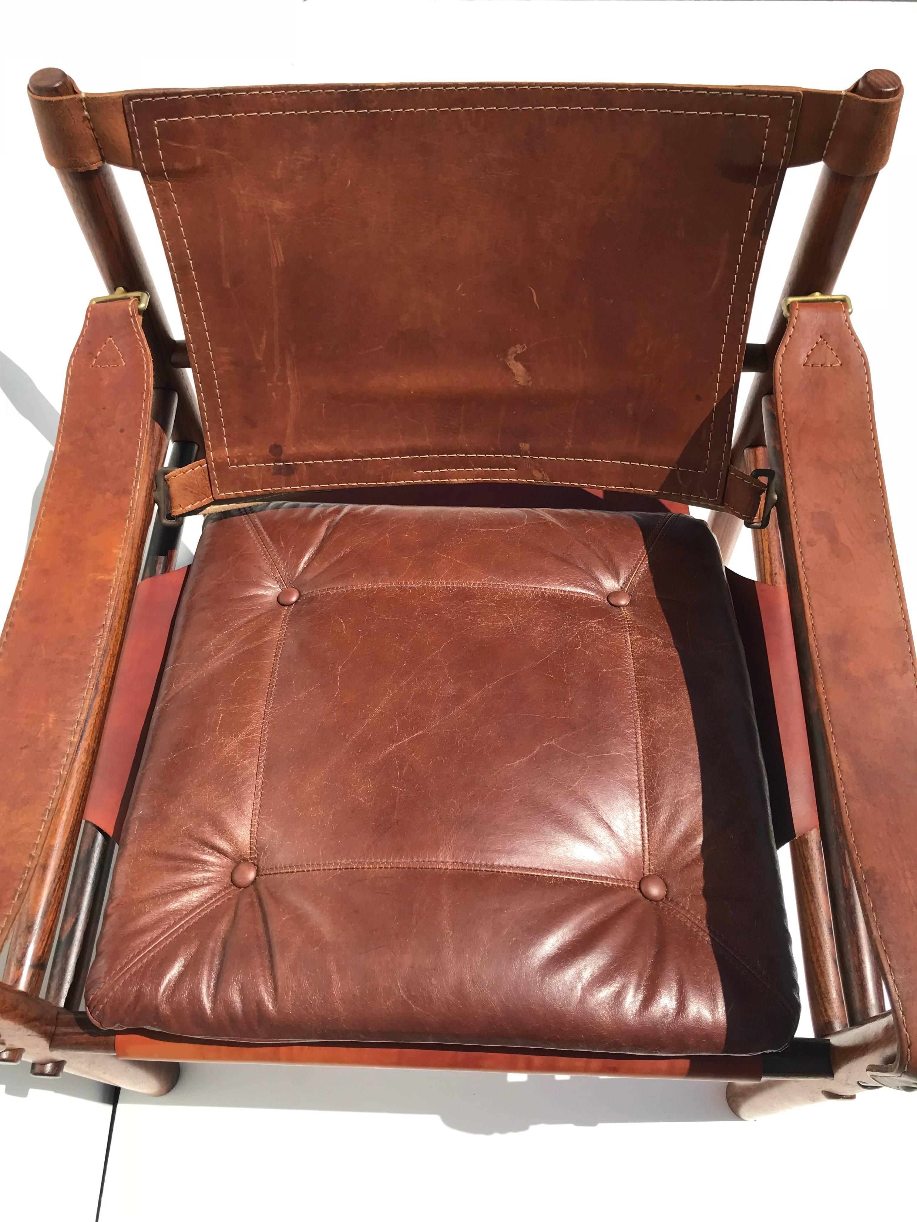 Pair of Arne Norell Rosewood Sirocco Safari Chairs 1