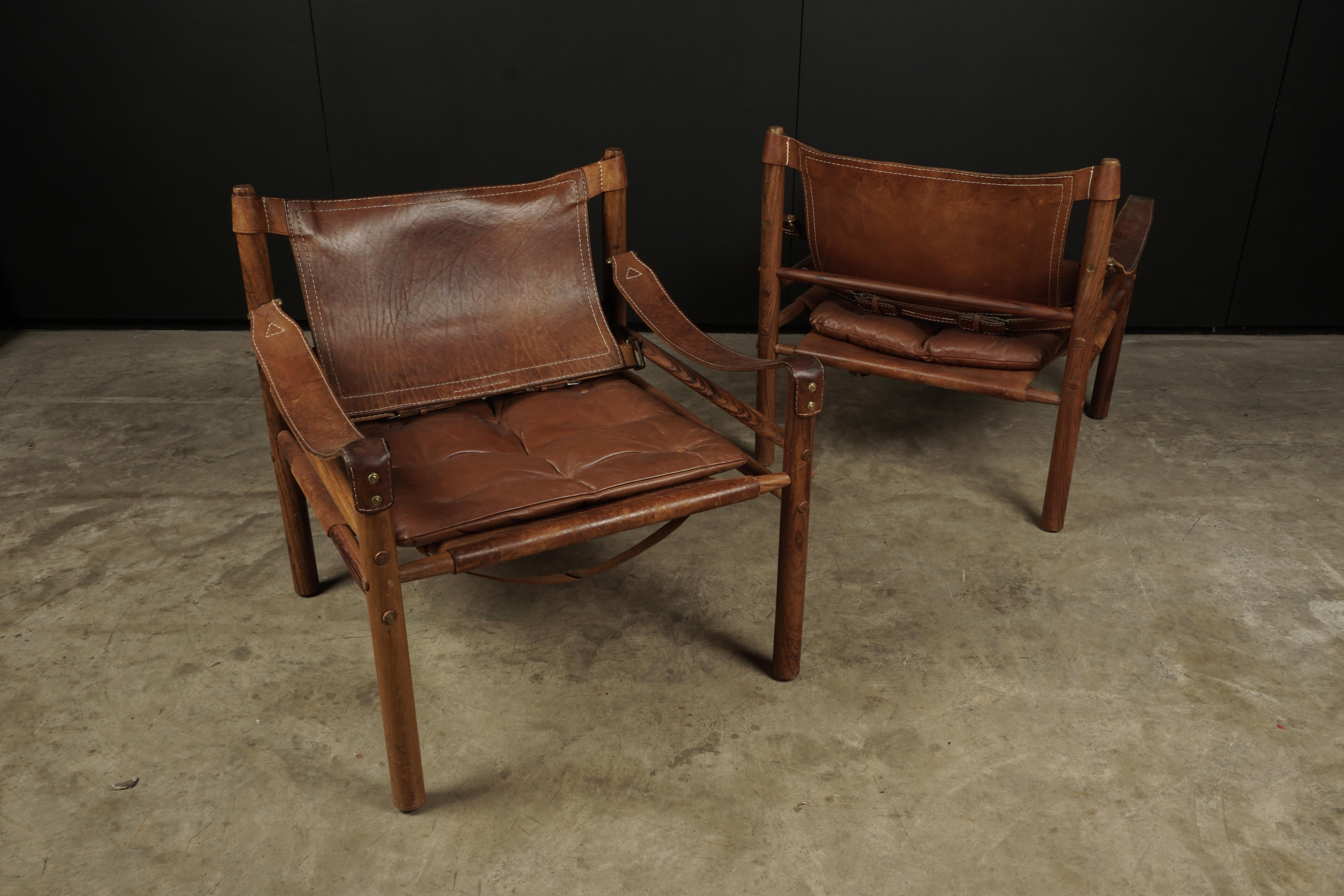Late 20th Century Pair of Arne Norell Safari Lounge Chairs, Model Sirocco, Sweden, 1970s