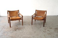 Pair of Arne Norell “Safari” Rosewood Lounge Chairs Model Scirocco Sweden 1960's