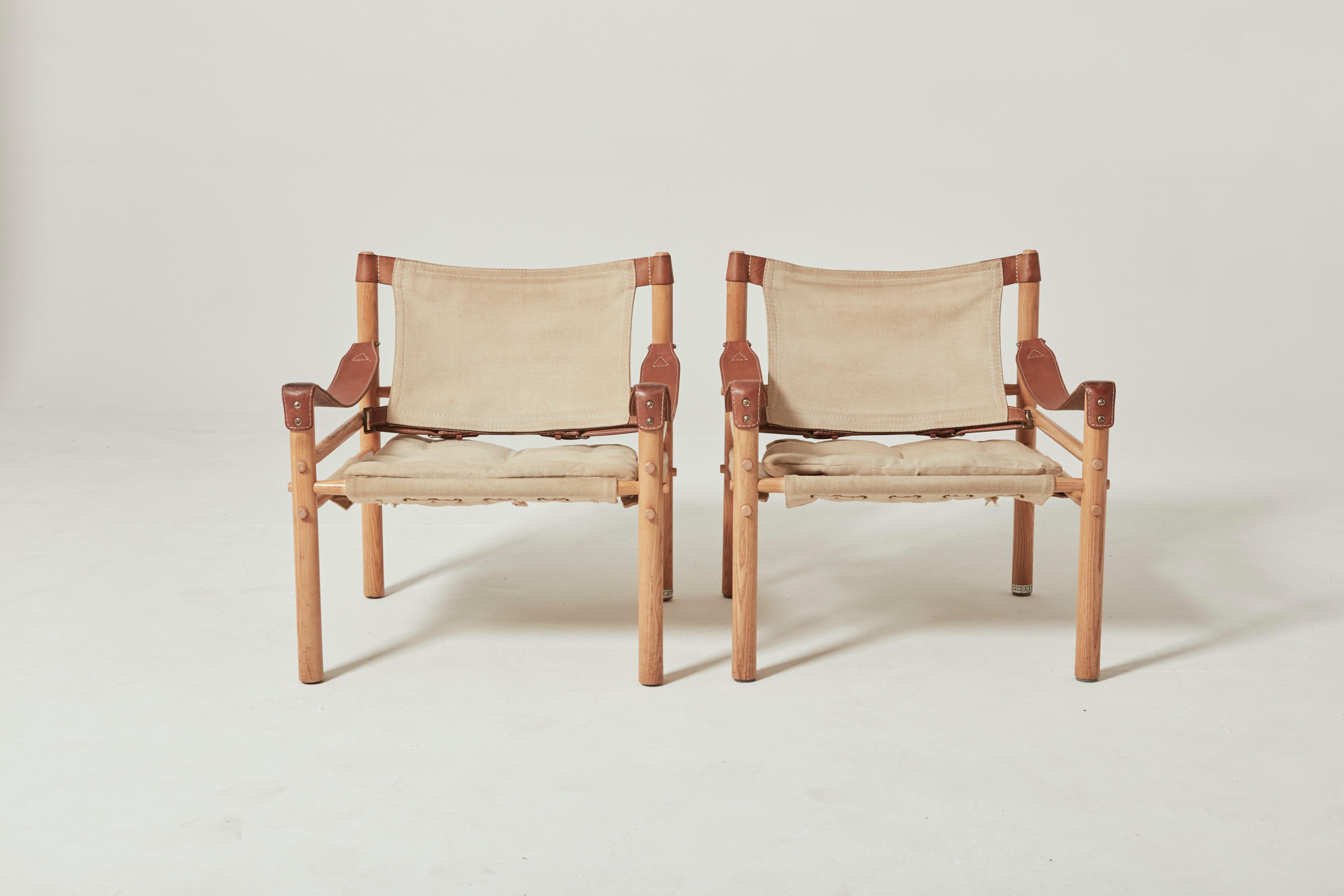 Scandinavian Modern Pair of Arne Norell Safari Sirocco Lounge Chairs, Norell Mobel, Sweden, 1970s