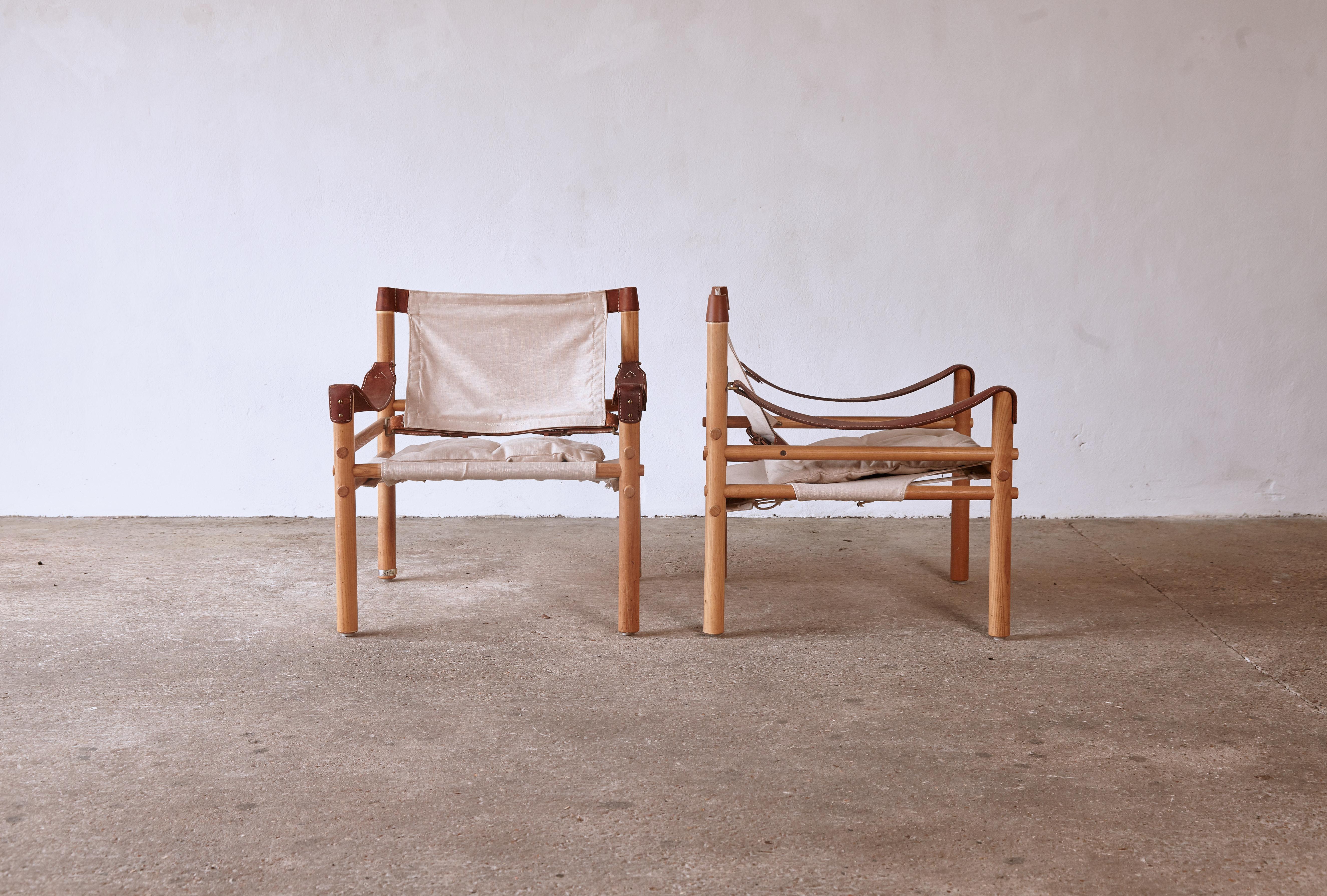 Scandinavian Modern Pair of Arne Norell Safari Sirocco Lounge Chairs, Norell Mobel, Sweden, 1970s