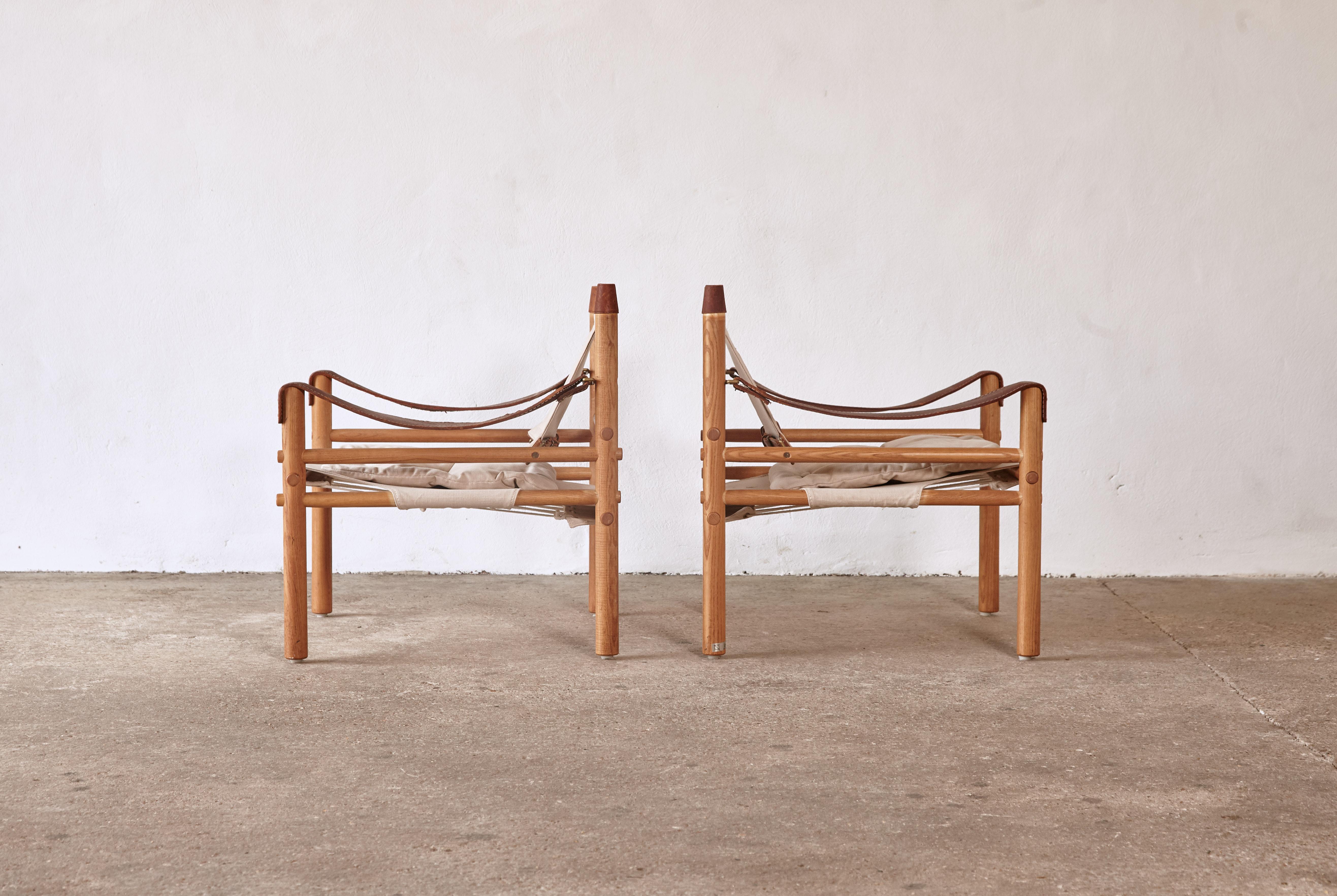 Scandinavian Modern Pair of Arne Norell Safari Sirocco Lounge Chairs, Norell Mobel, Sweden, 1970s