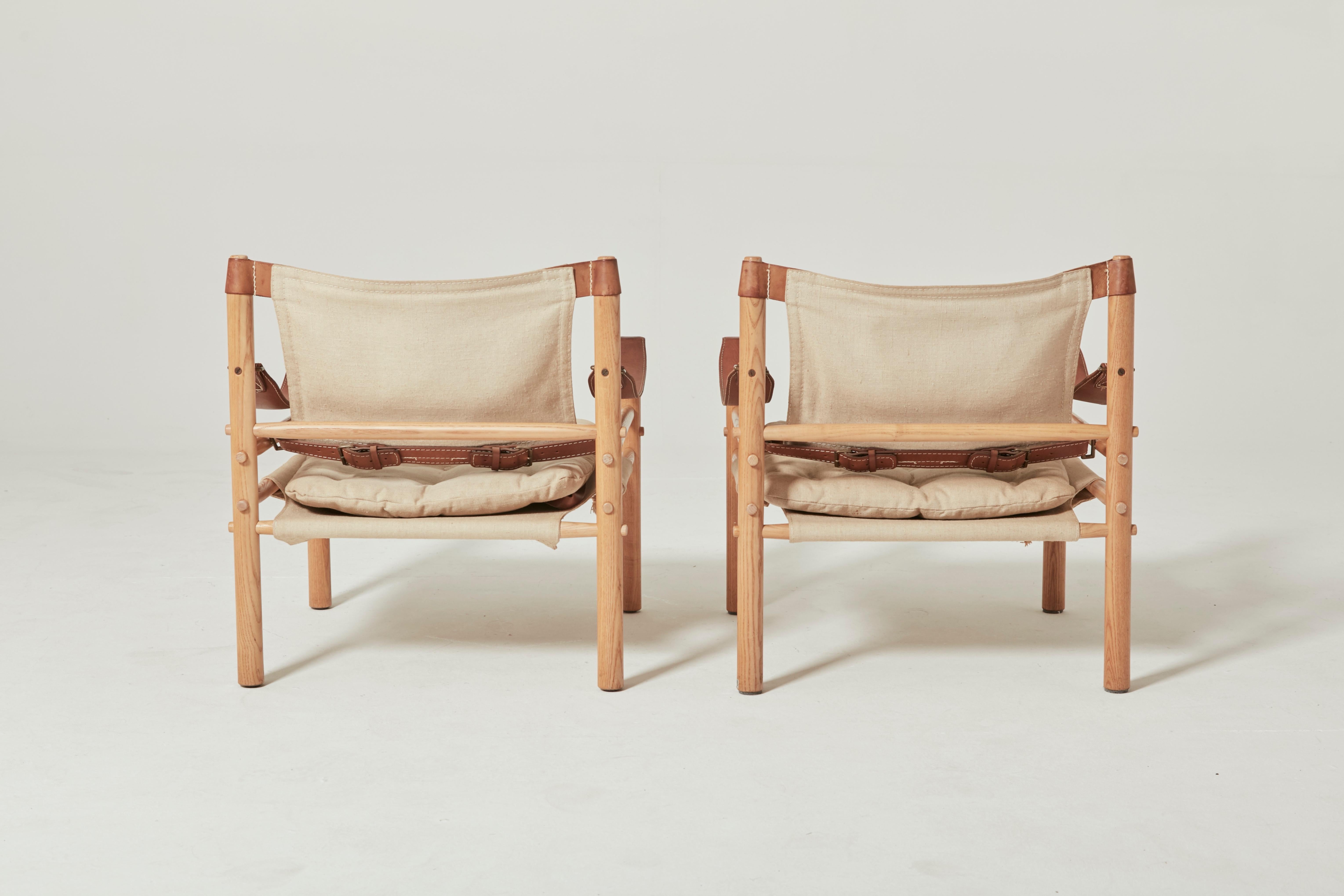 Swedish Pair of Arne Norell Safari Sirocco Lounge Chairs, Norell Mobel, Sweden, 1970s