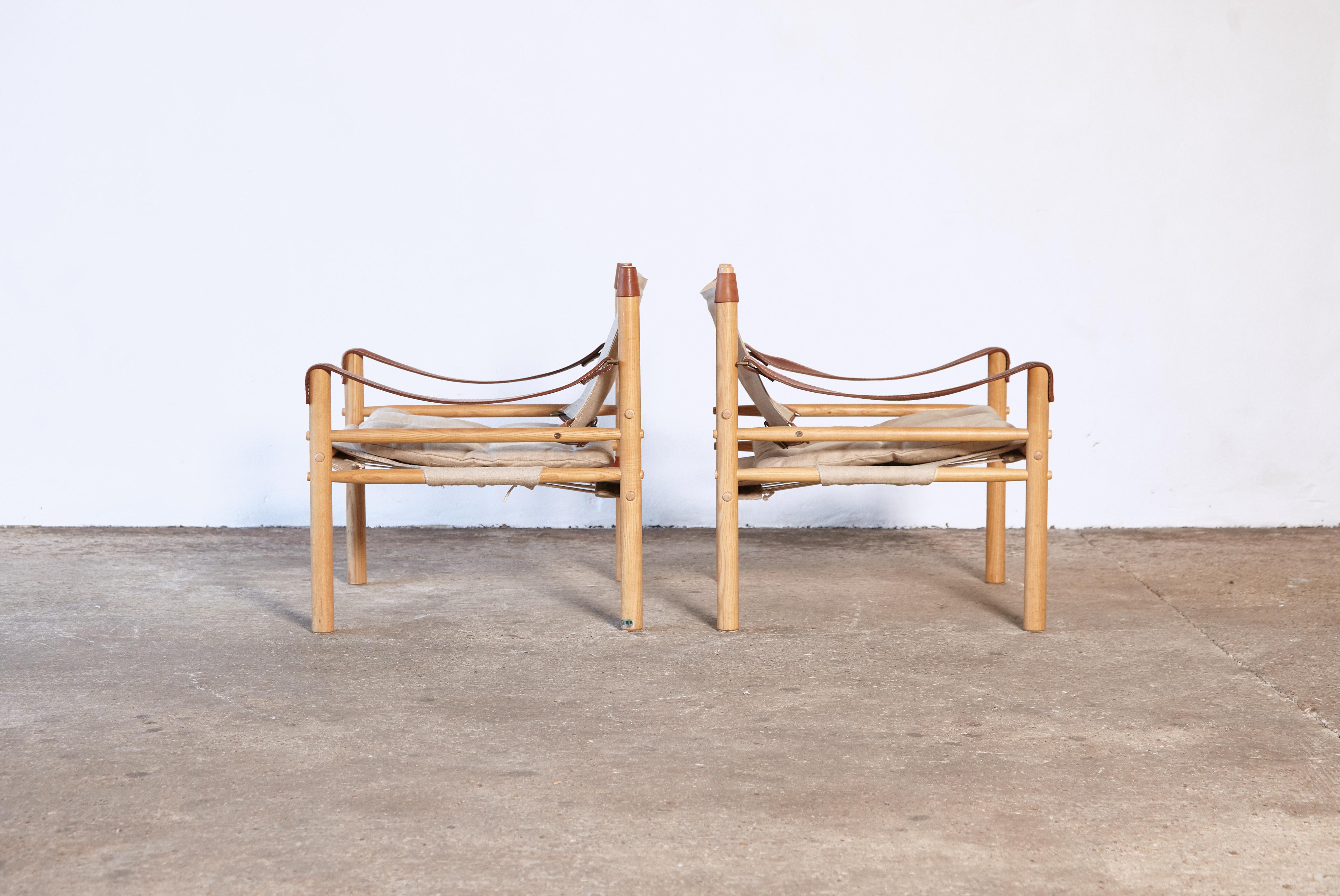 Swedish Pair of Arne Norell Safari Sirocco Lounge Chairs, Norell Mobel, Sweden, 1970s