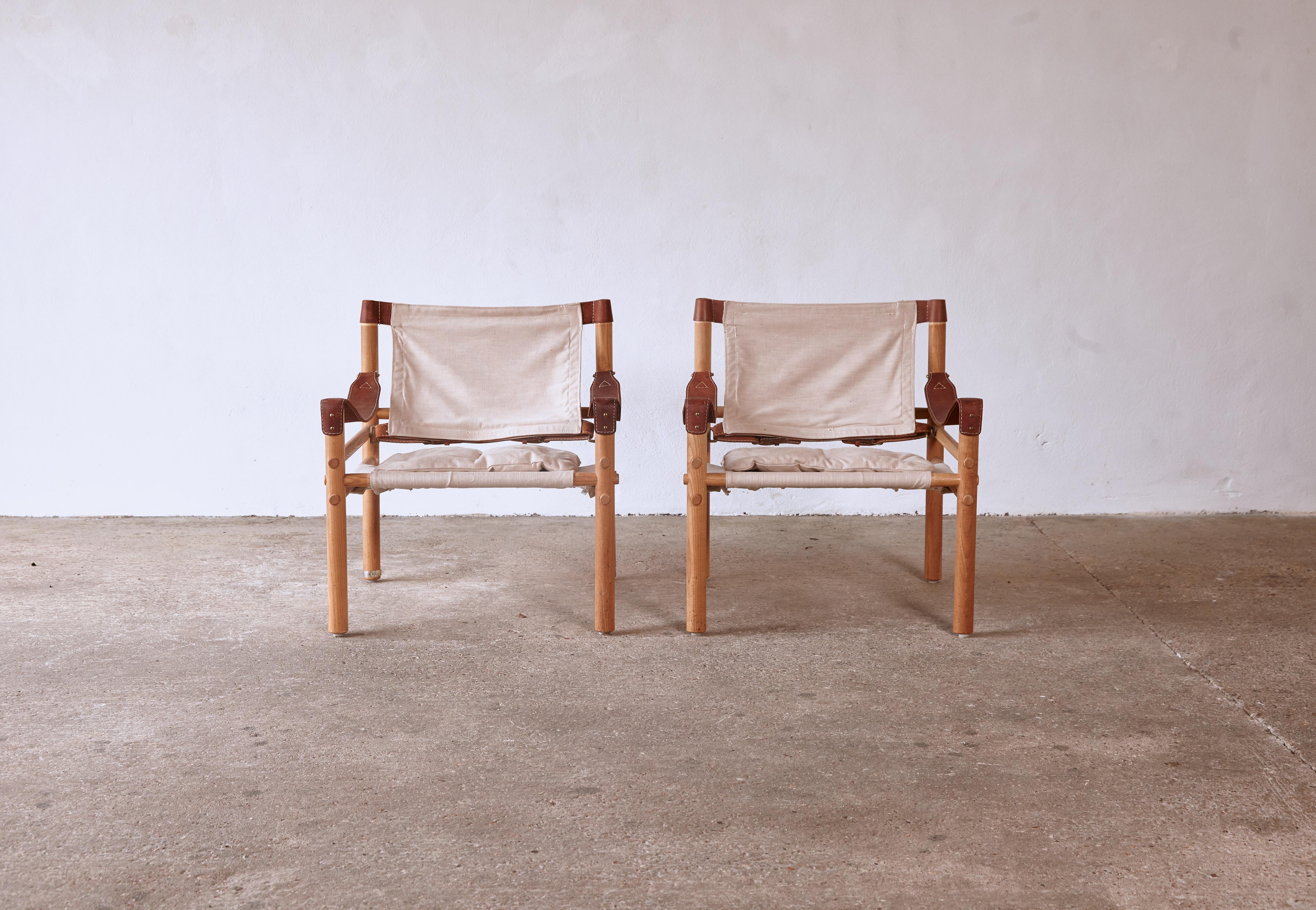 Swedish Pair of Arne Norell Safari Sirocco Lounge Chairs, Norell Mobel, Sweden, 1970s