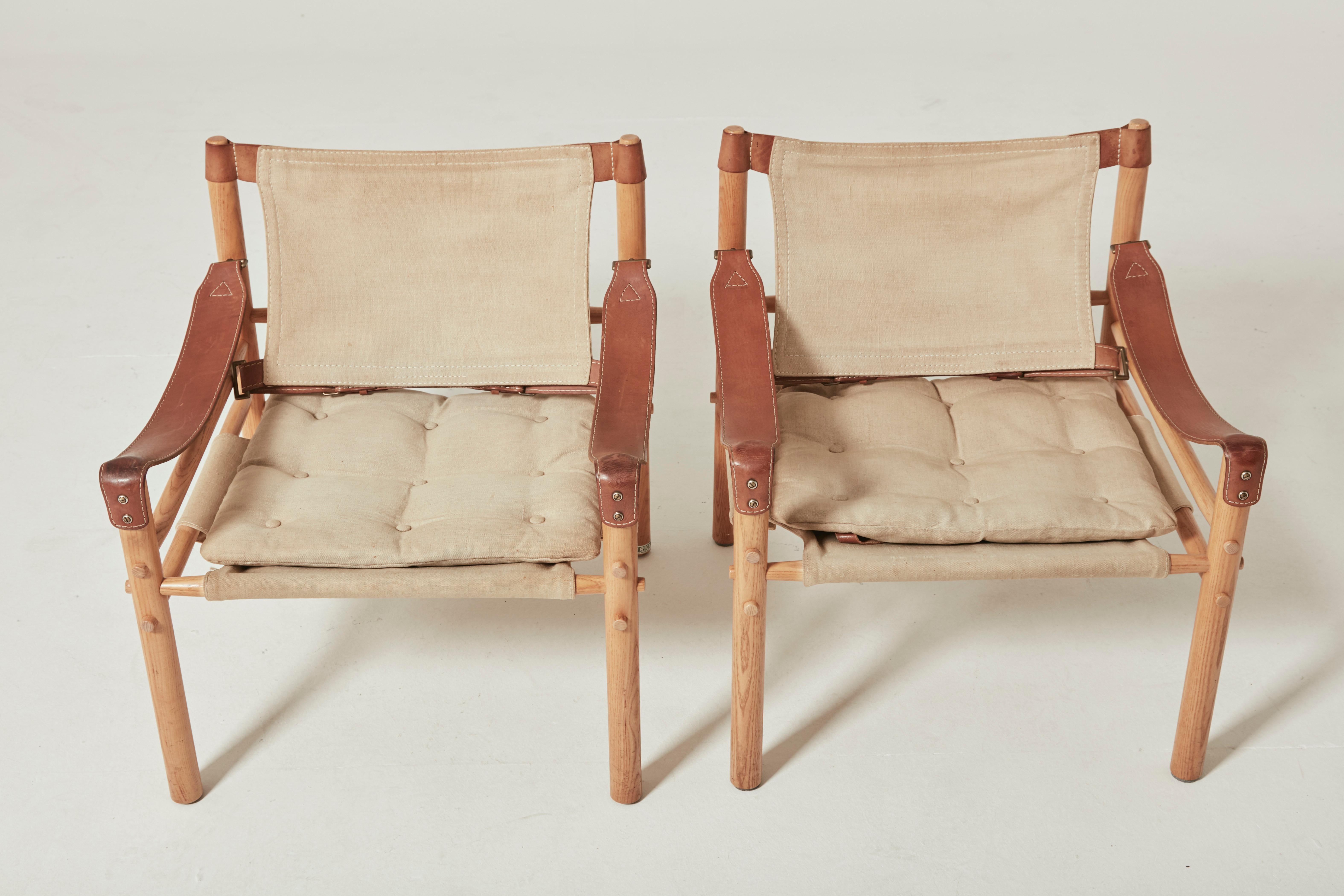 Pair of Arne Norell Safari Sirocco Lounge Chairs, Norell Mobel, Sweden, 1970s In Good Condition In Lewes, East Sussex