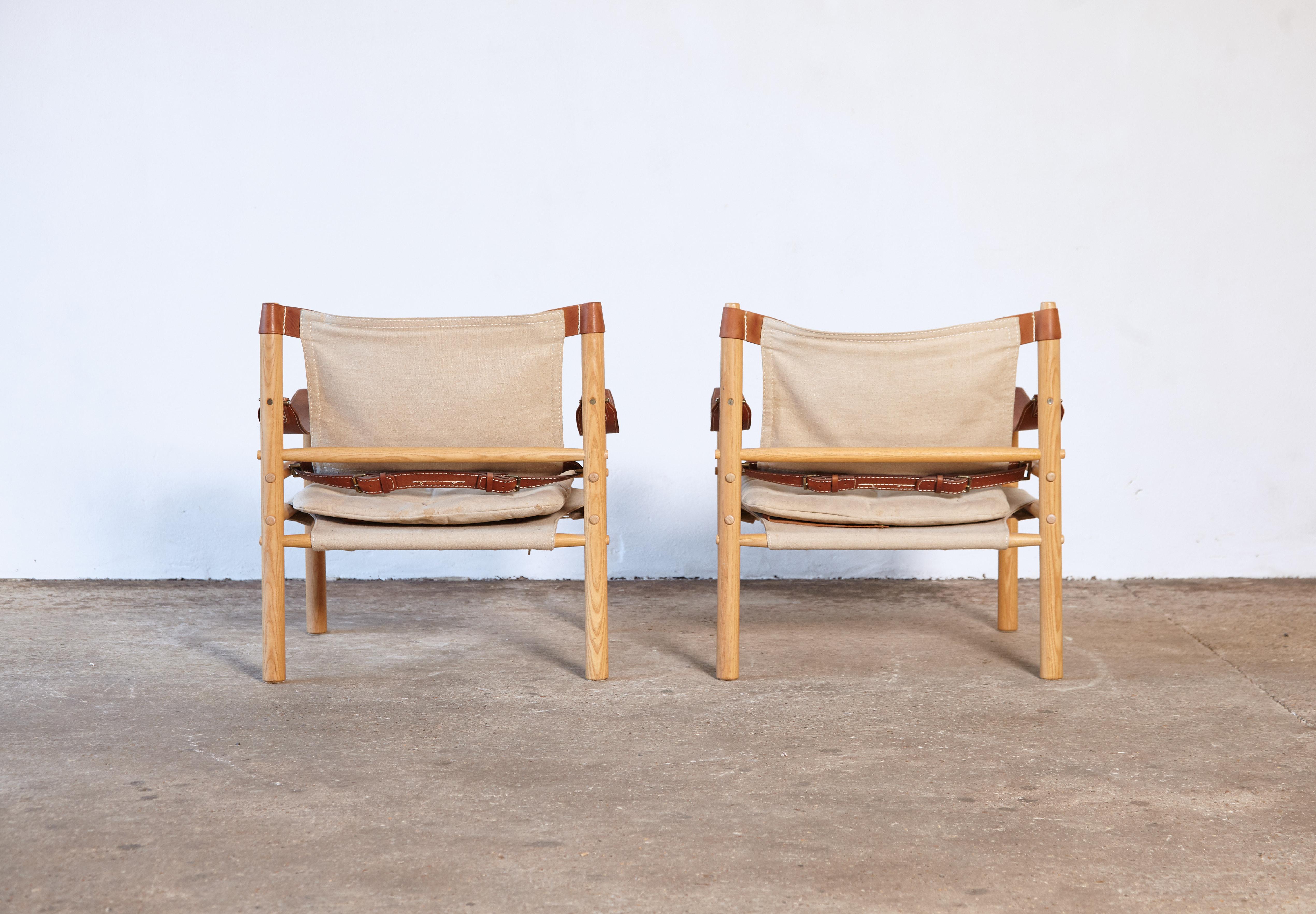Pair of Arne Norell Safari Sirocco Lounge Chairs, Norell Mobel, Sweden, 1970s In Good Condition In London, GB