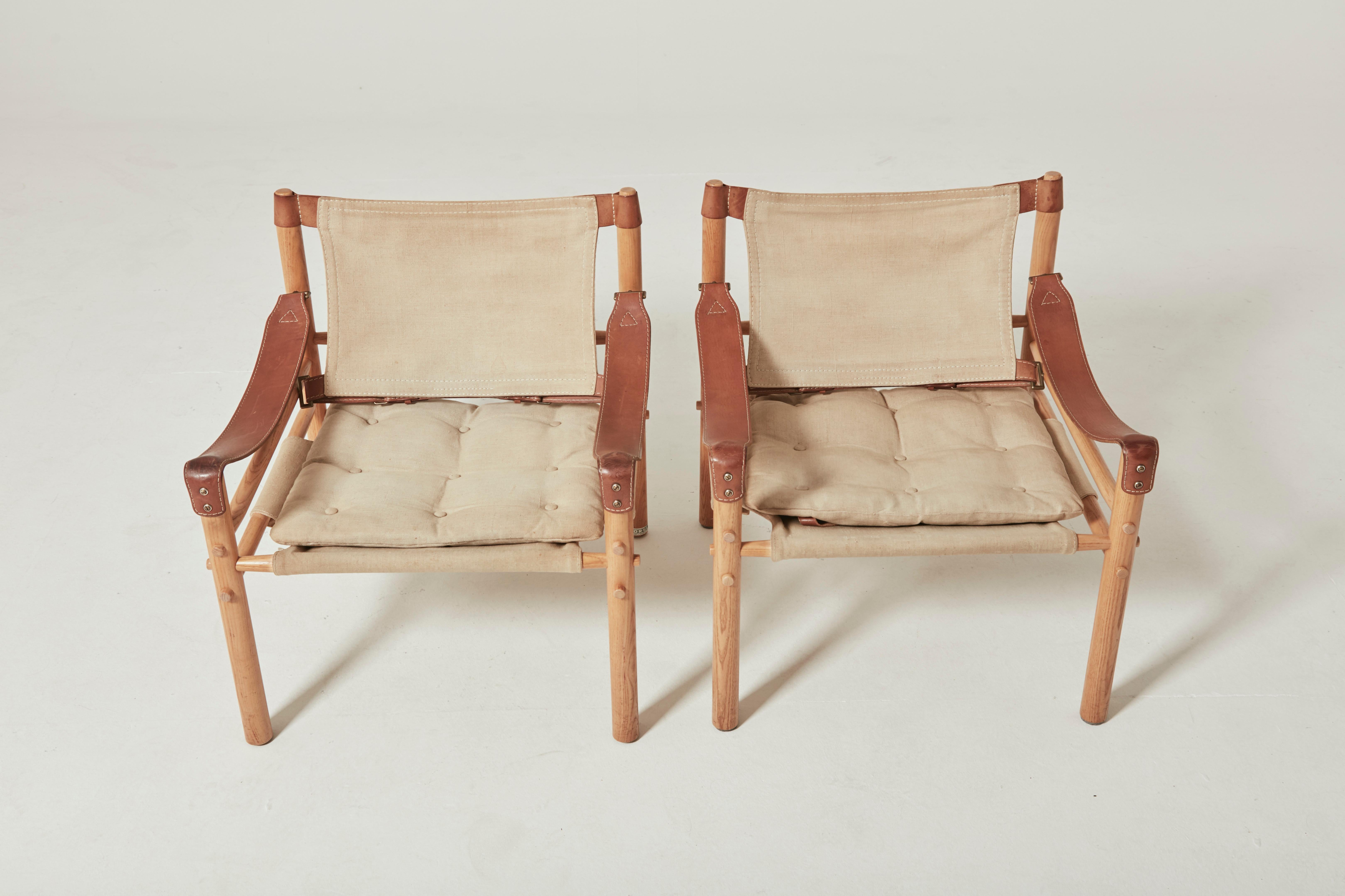 Pair of Arne Norell Safari Sirocco Lounge Chairs, Norell Mobel, Sweden, 1970s 2
