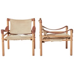 Pair of Arne Norell Safari Sirocco Lounge Chairs, Norell Mobel, Sweden, 1970s