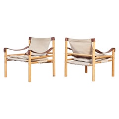 Pair of Arne Norell Safari Sirocco Lounge Chairs, Norell Mobel, Sweden, 1970s