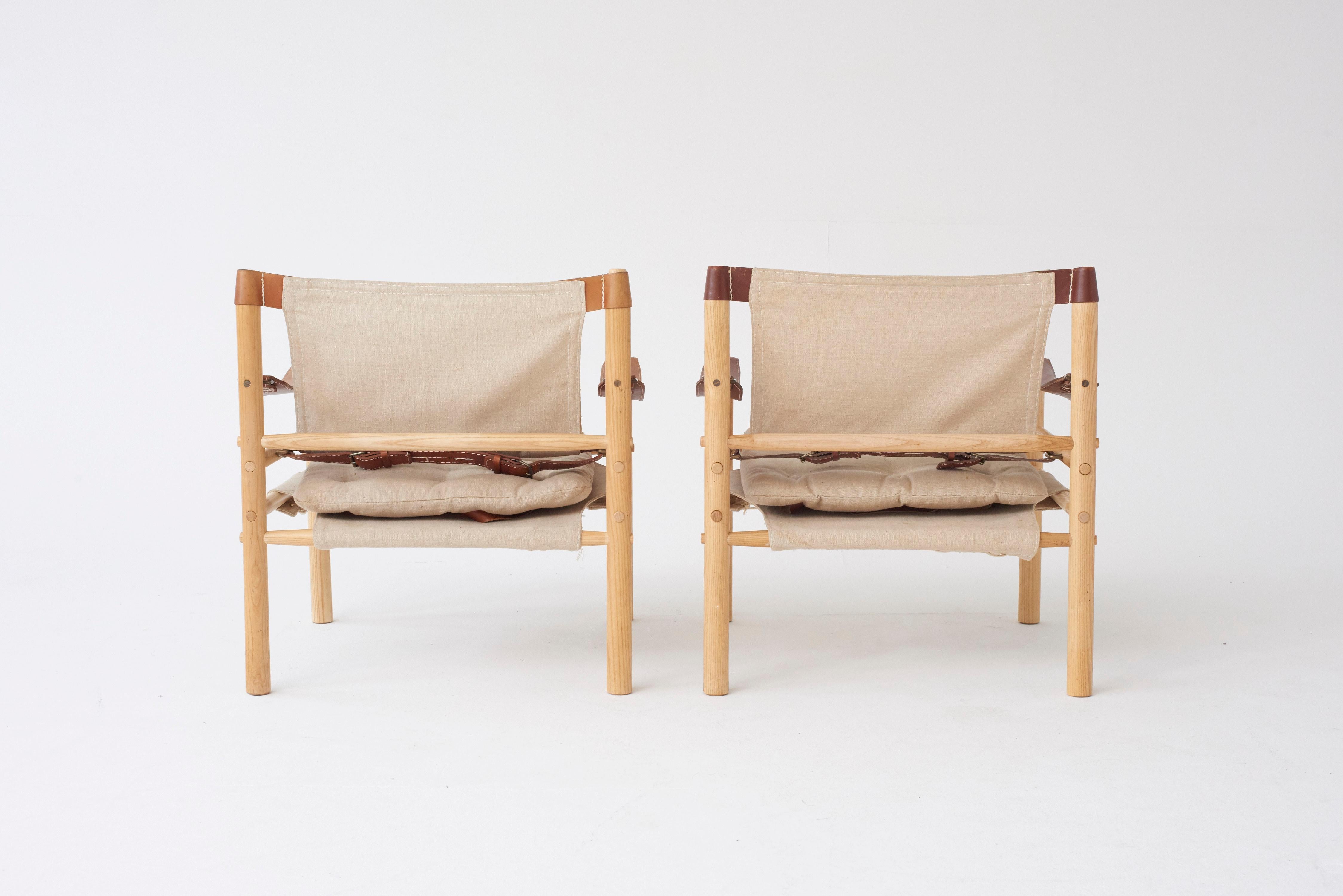 Swedish Pair of Arne Norell Safari Sirocco Lounge Chairs, Sweden, Norell Mobler