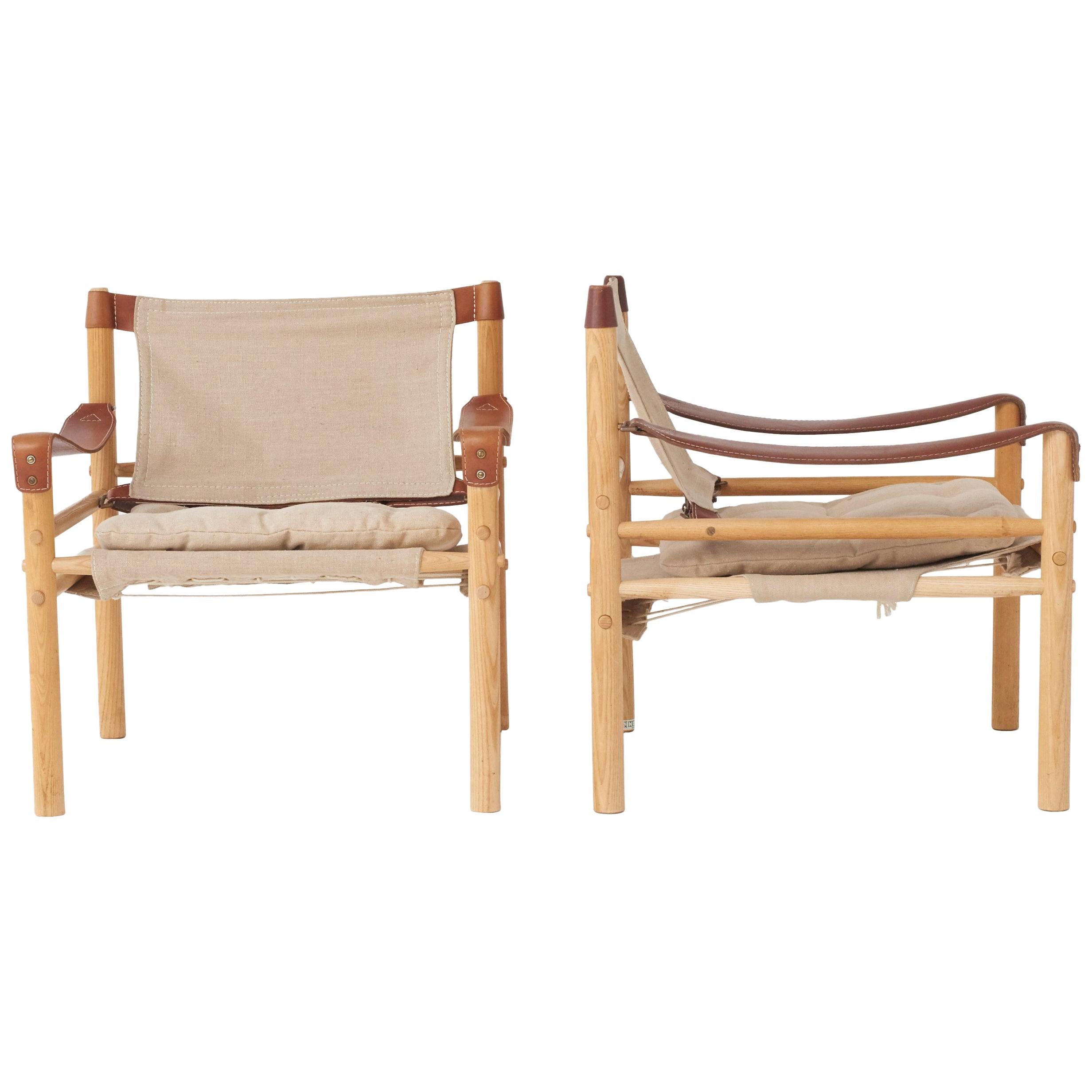 Pair of Arne Norell Safari Sirocco Lounge Chairs, Sweden, Norell Mobler