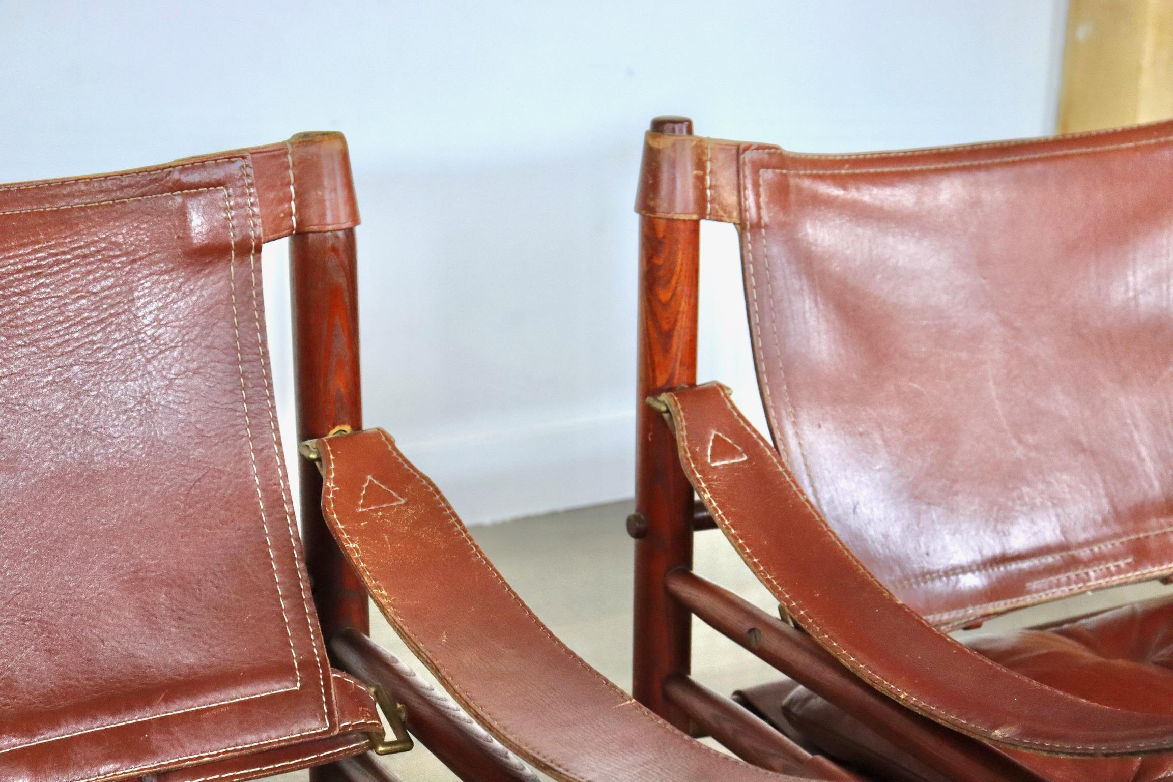 Pair of Arne Norell Sirocco Easy Chairs in Cognac Leather for Norell AB, Sweden In Good Condition In ABCOUDE, UT