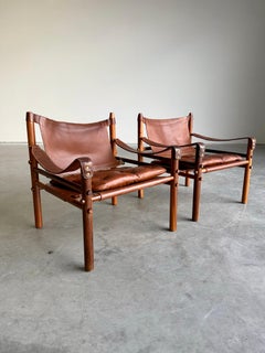 Pair of Arne Norell Sirocco Easy Chairs, Rosewood and Leather