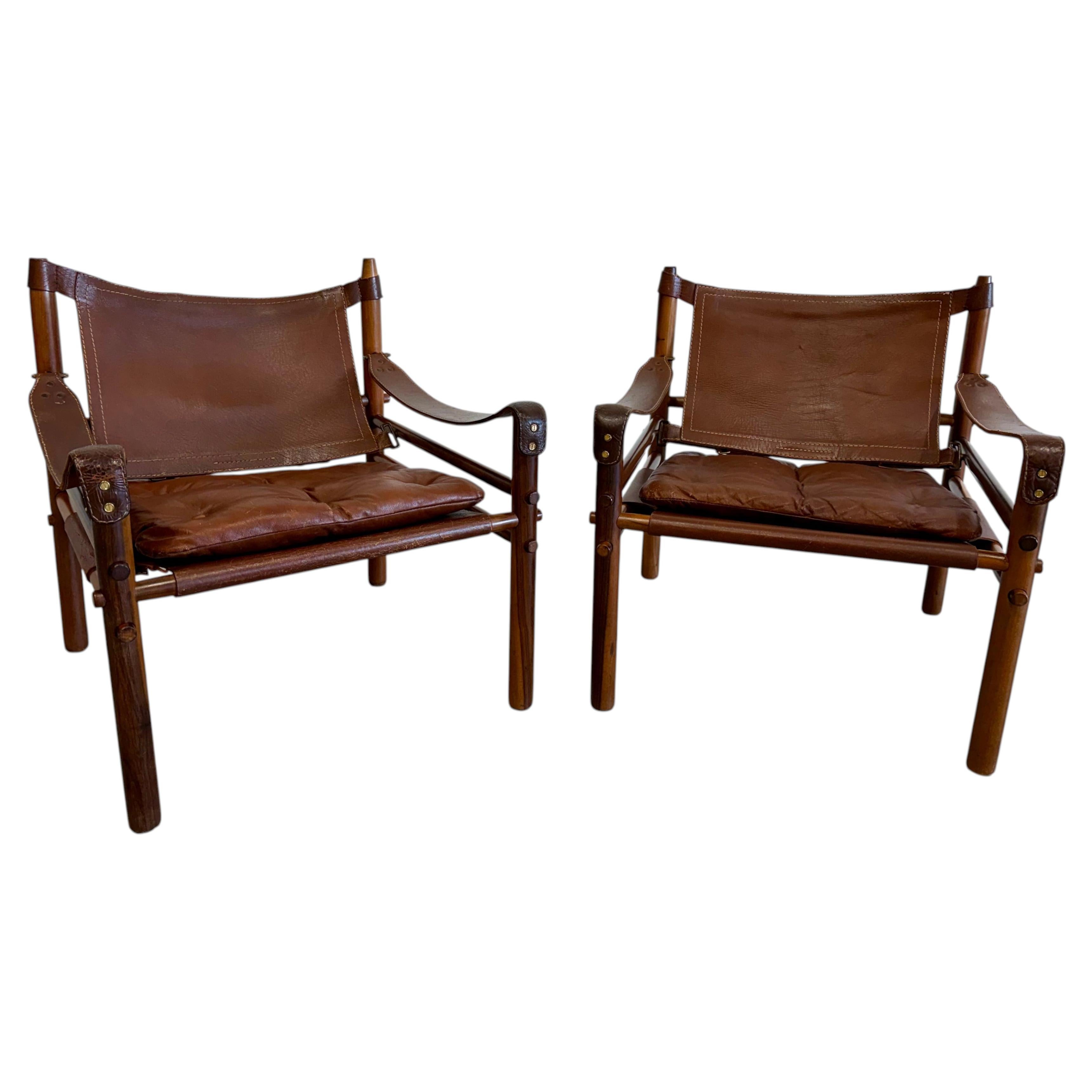 Pair of Arne Norell Sirocco Easy Chairs, Rosewood and Leather