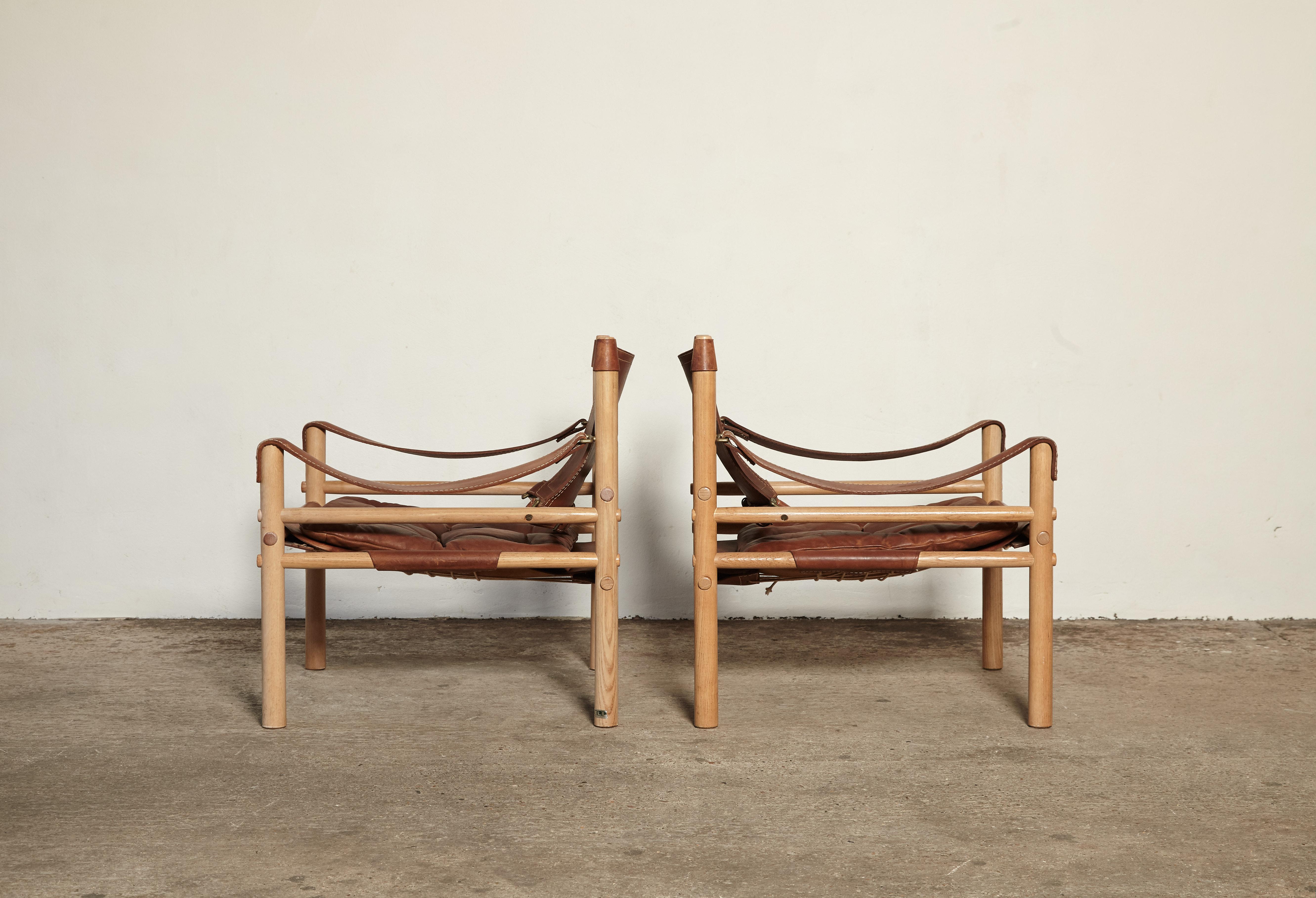 Swedish Pair of Arne Norell Sirocco Safari Chairs, Norell Mobel, Sweden, 1970s