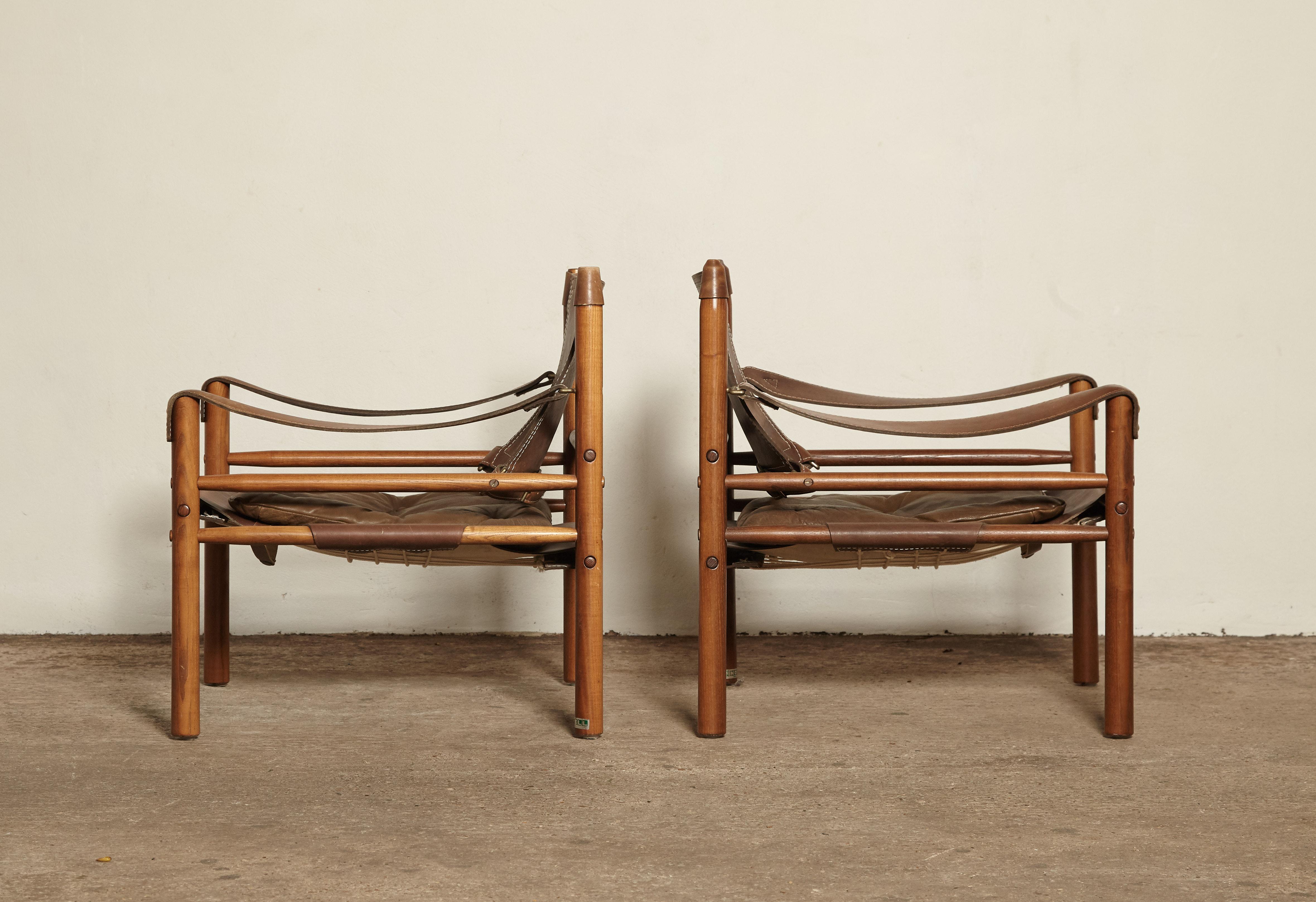 Mid-Century Modern Pair of Arne Norell Sirocco Safari Chairs, Norell Mobel, Sweden, 1970s