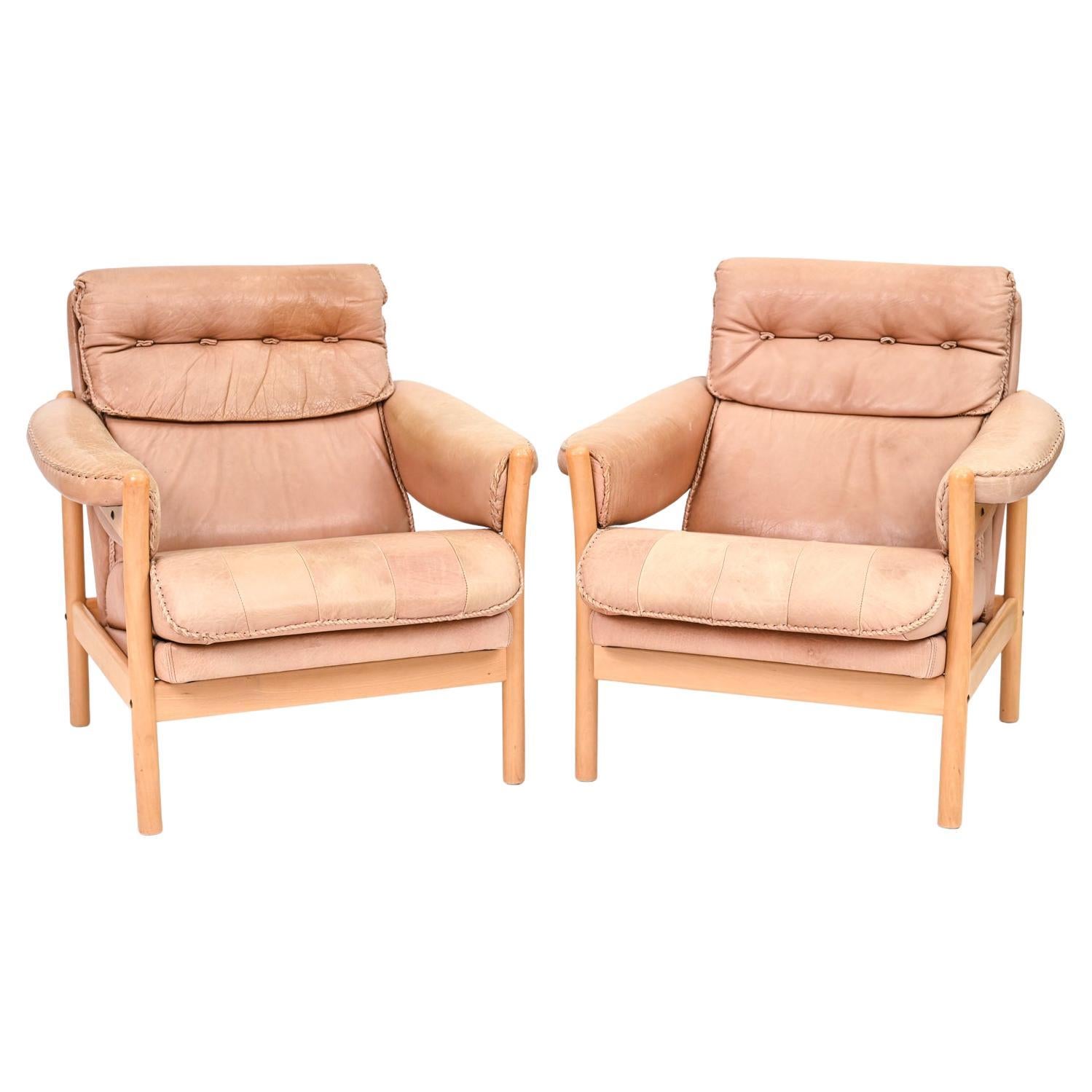 Pair of Leather Lounge Chairs by Arne Norell. For Sale at 1stDibs