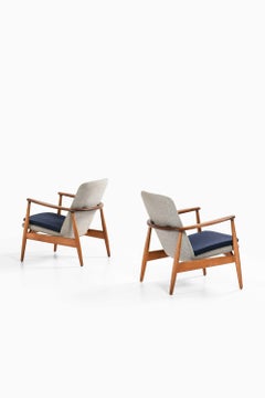 Pair of Arne Vodder Easy Chairs in Wool, Oak & Teak by Bovirke, 1952
