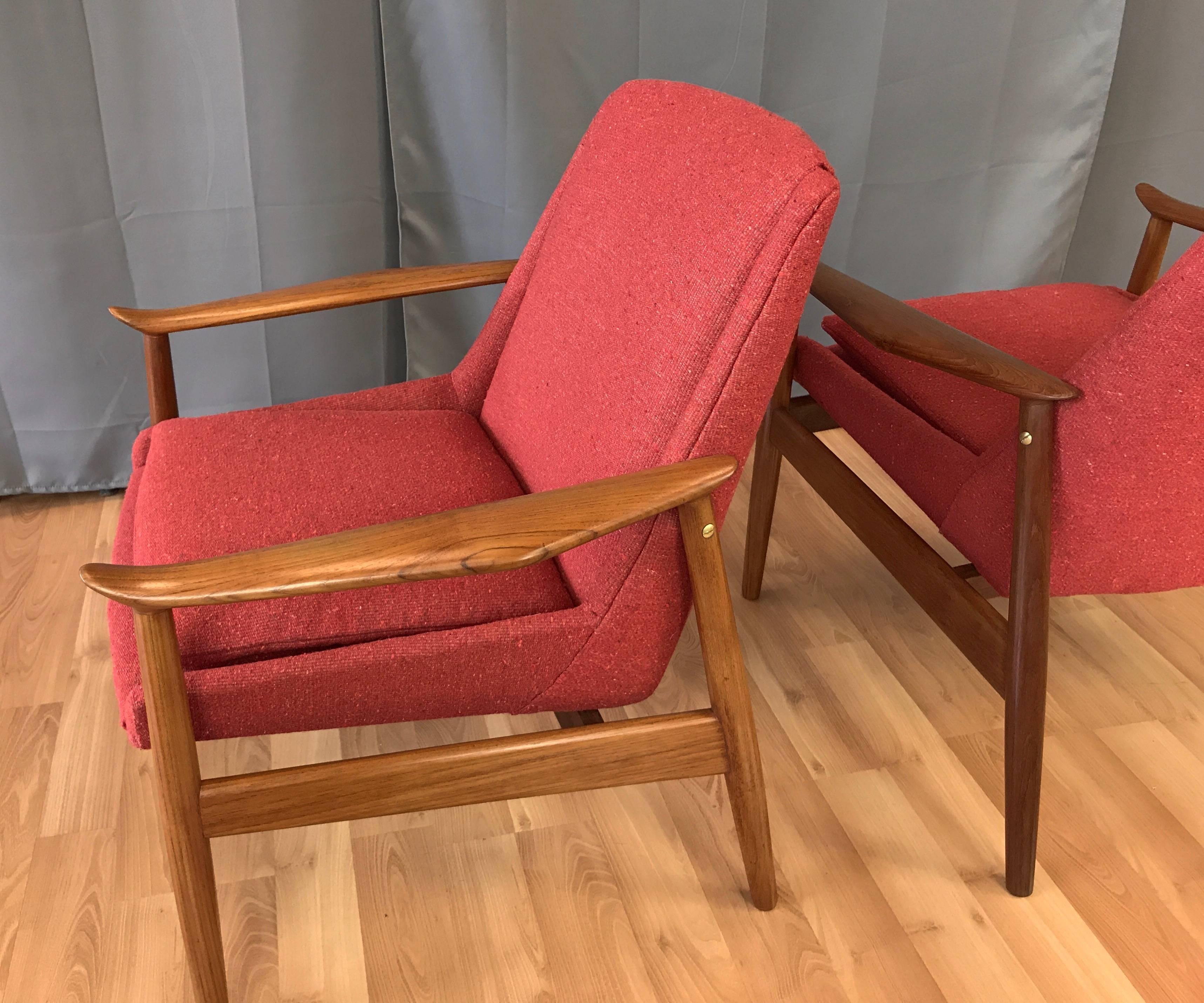 Pair of Arne Vodder for Slagelse No. 810 Teak Lounge Chairs 2