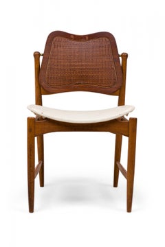 Pair of Arne Vodder Midcentury Danish Caned Swivel Back Dining Side Chairs