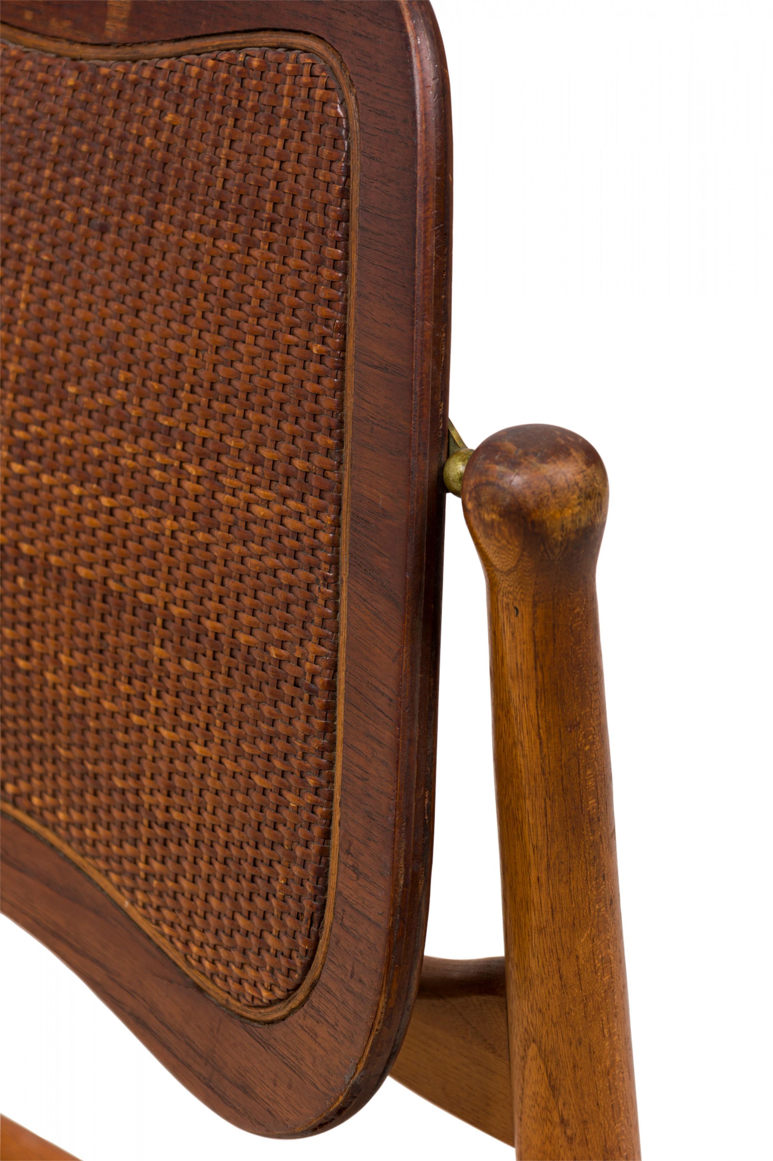 Upholstery Pair of Arne Vodder Midcentury Danish Caned Swivel Back Dining Side Chairs For Sale