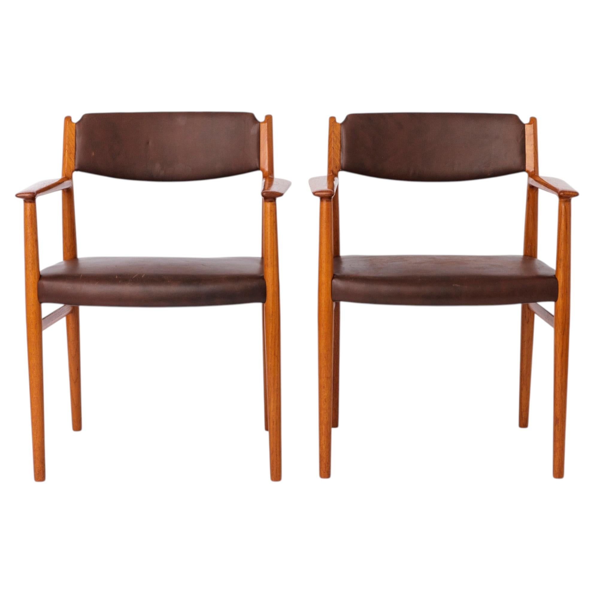 Paire de fauteuils Arne Vodder Model 418, 1960 Chaises en teck danoises du milieu du siècle