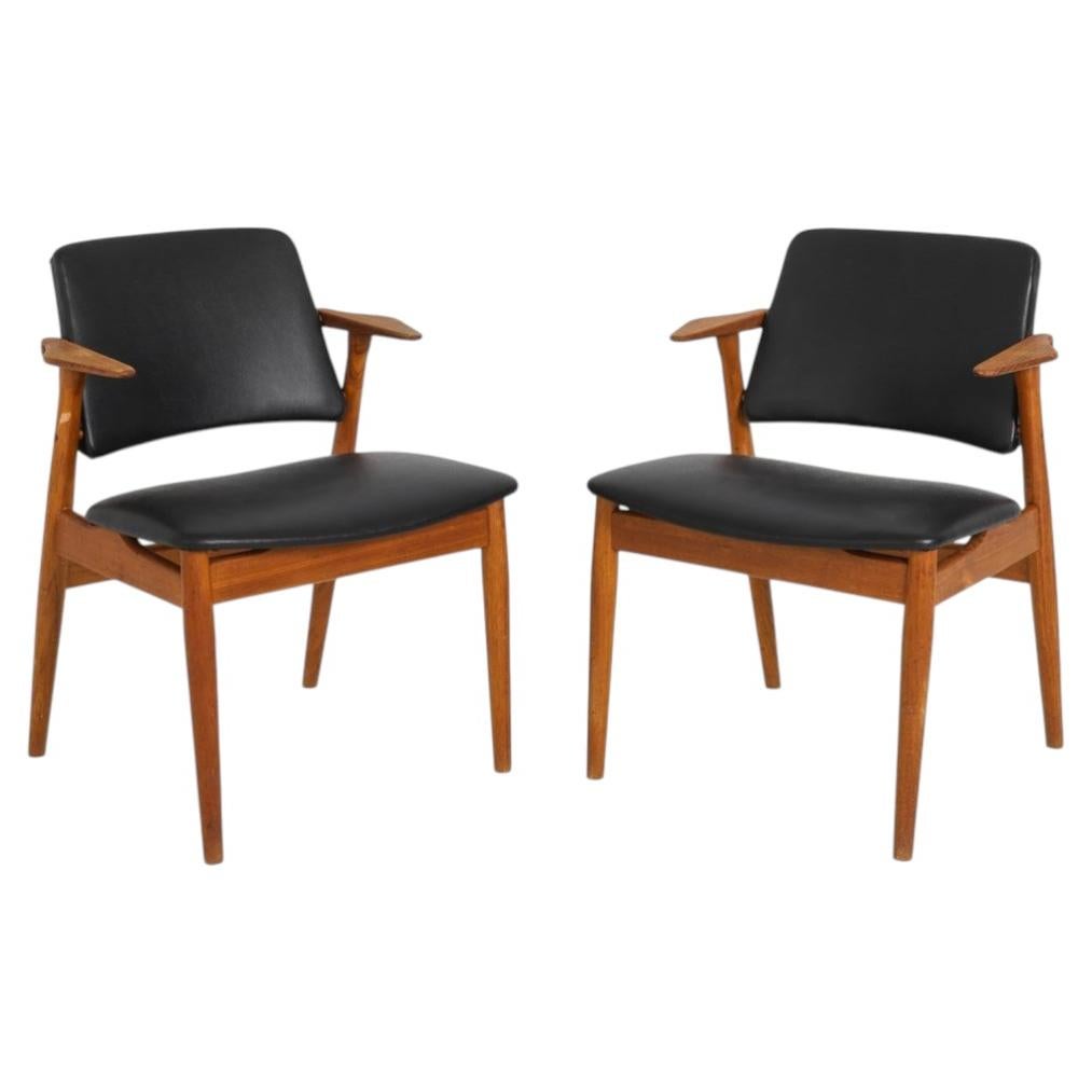 Pair Of Arne Vodder Style Teak Armchairs For Sale