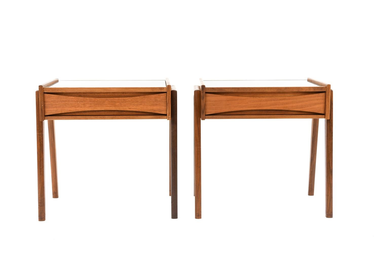 Pair of Arne Vodder Teak and Glass Side Tables For Sale 1