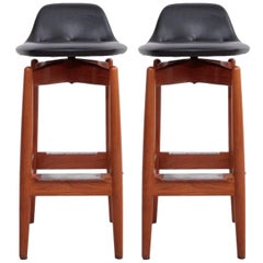 Pair of Arne Vodder Teak Bar Stools for Sibast Furniture