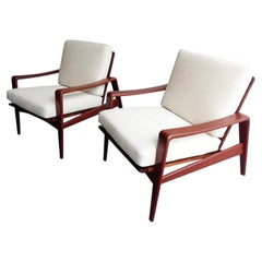 Coppia di sedie da salotto Arne Wahl Iverson per Komfort in teak e pelle, 1960