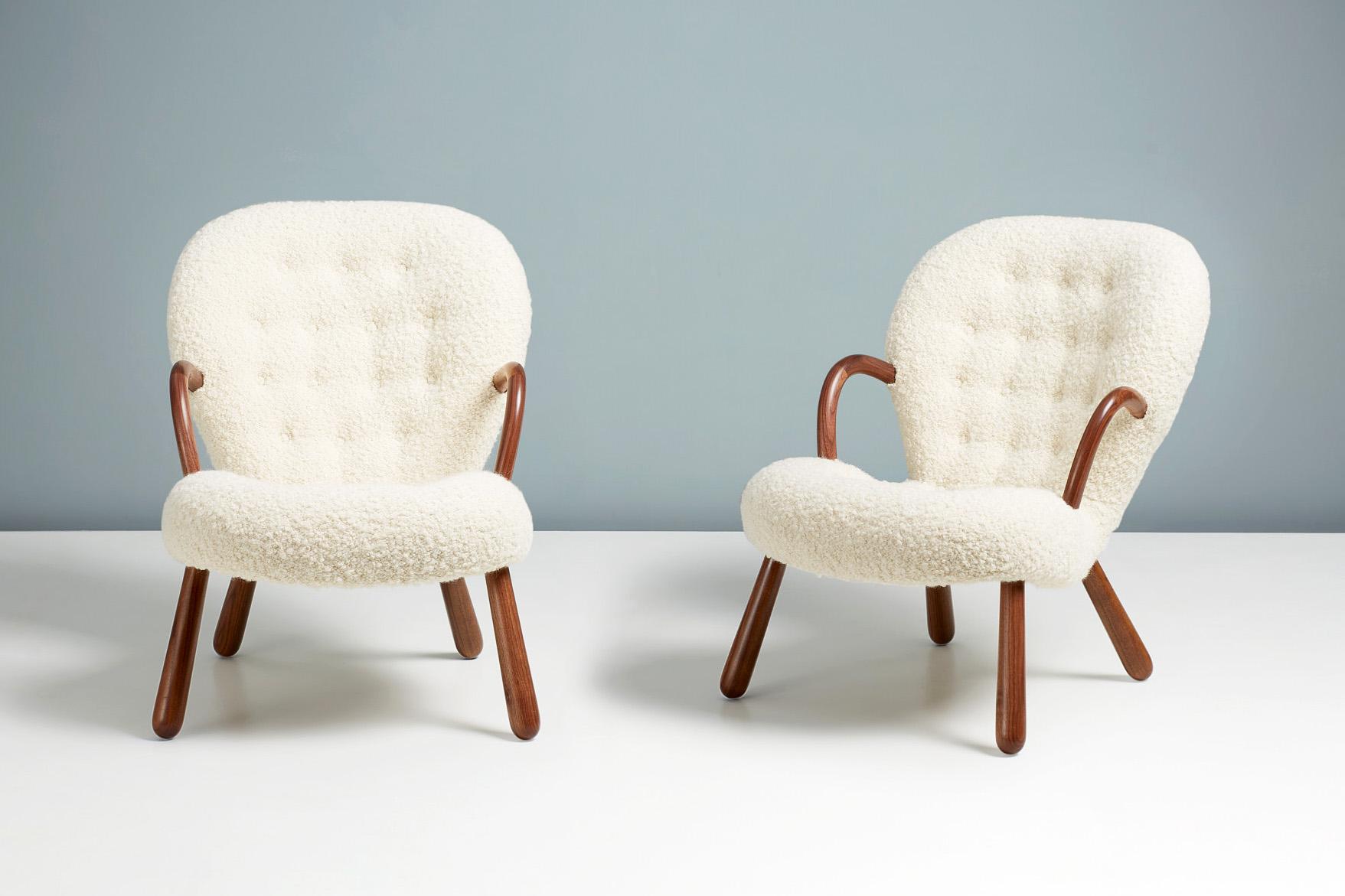 Contemporary Clam Chairs by Arnold Madsen in Boucle Fabric - New Edition  For Sale
