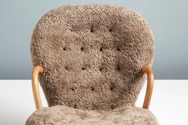 British Re-Edition Sheepskin Clam Chairs by Arnold Madsen For Sale